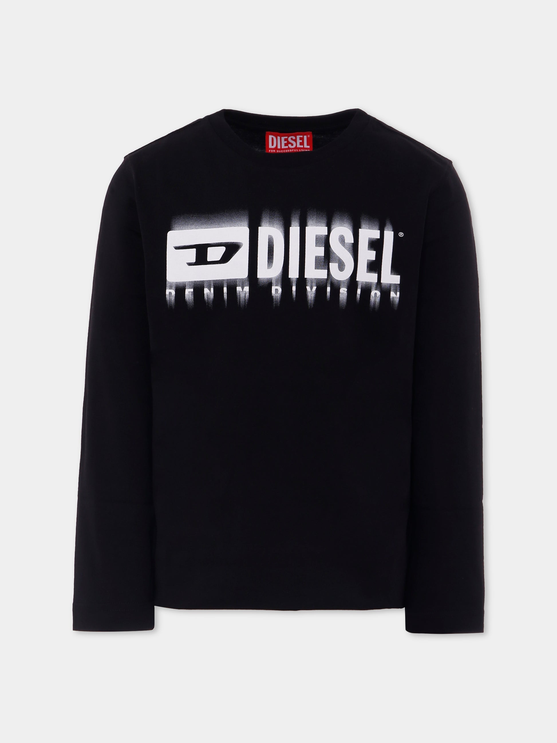 T-shirt nera per bambino con logo,Diesel,J02032 00YI9 K900