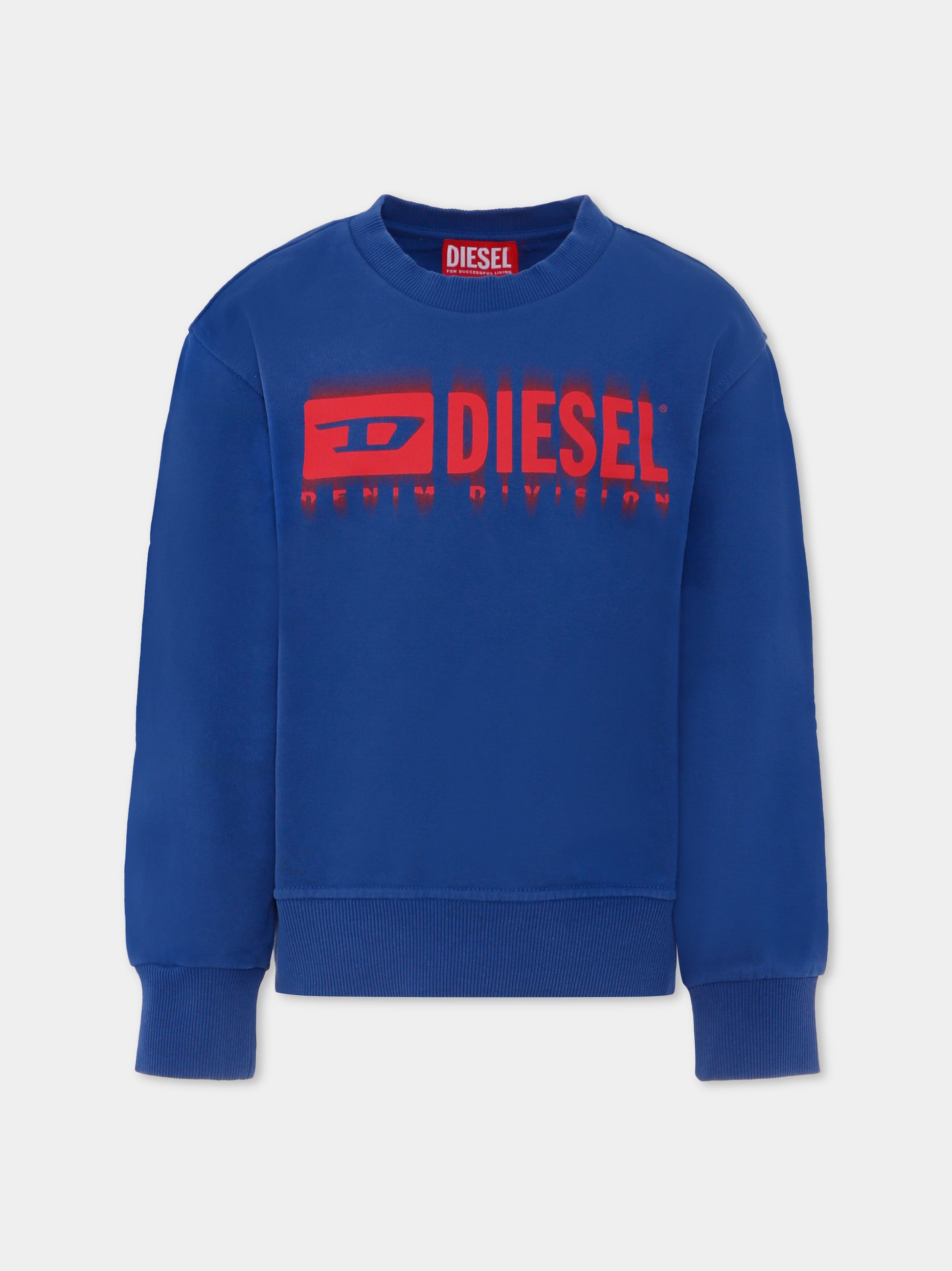 Felpa blu per bambino con logo,Diesel,J02040 KYAVF K843
