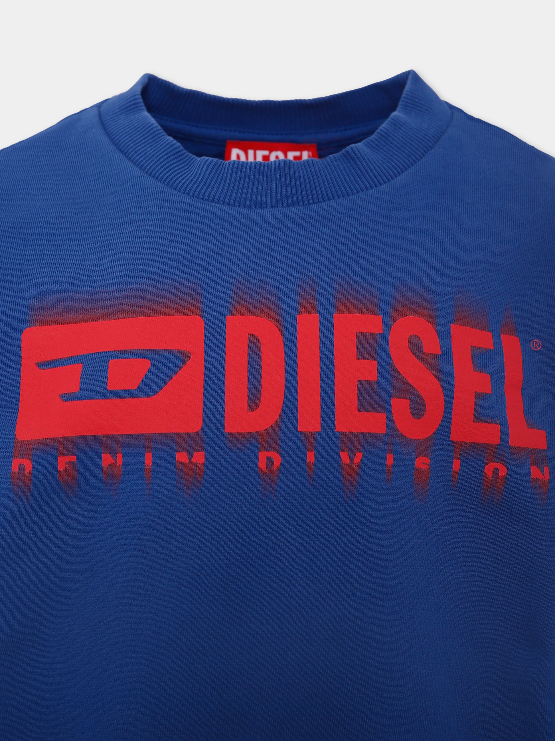 Felpa blu per bambino con logo,Diesel,J02040 KYAVF K843