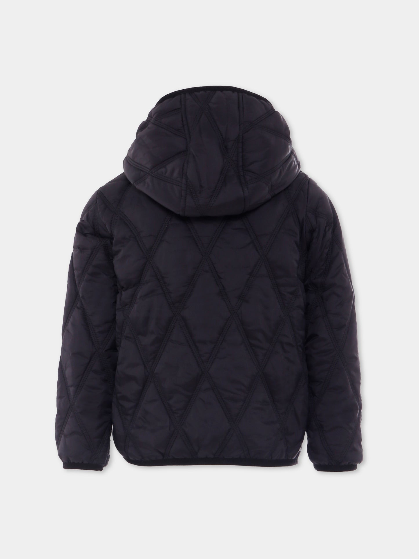 Piumino nero per bambino con logo,Diesel,J02089 KXBM0 K900