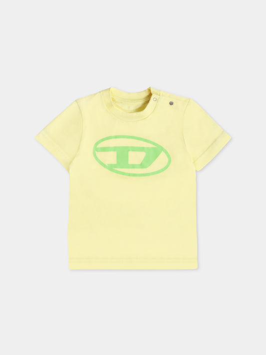 T-shirt gialla per neonato con logo,Diesel,K00519 00YI9 K235