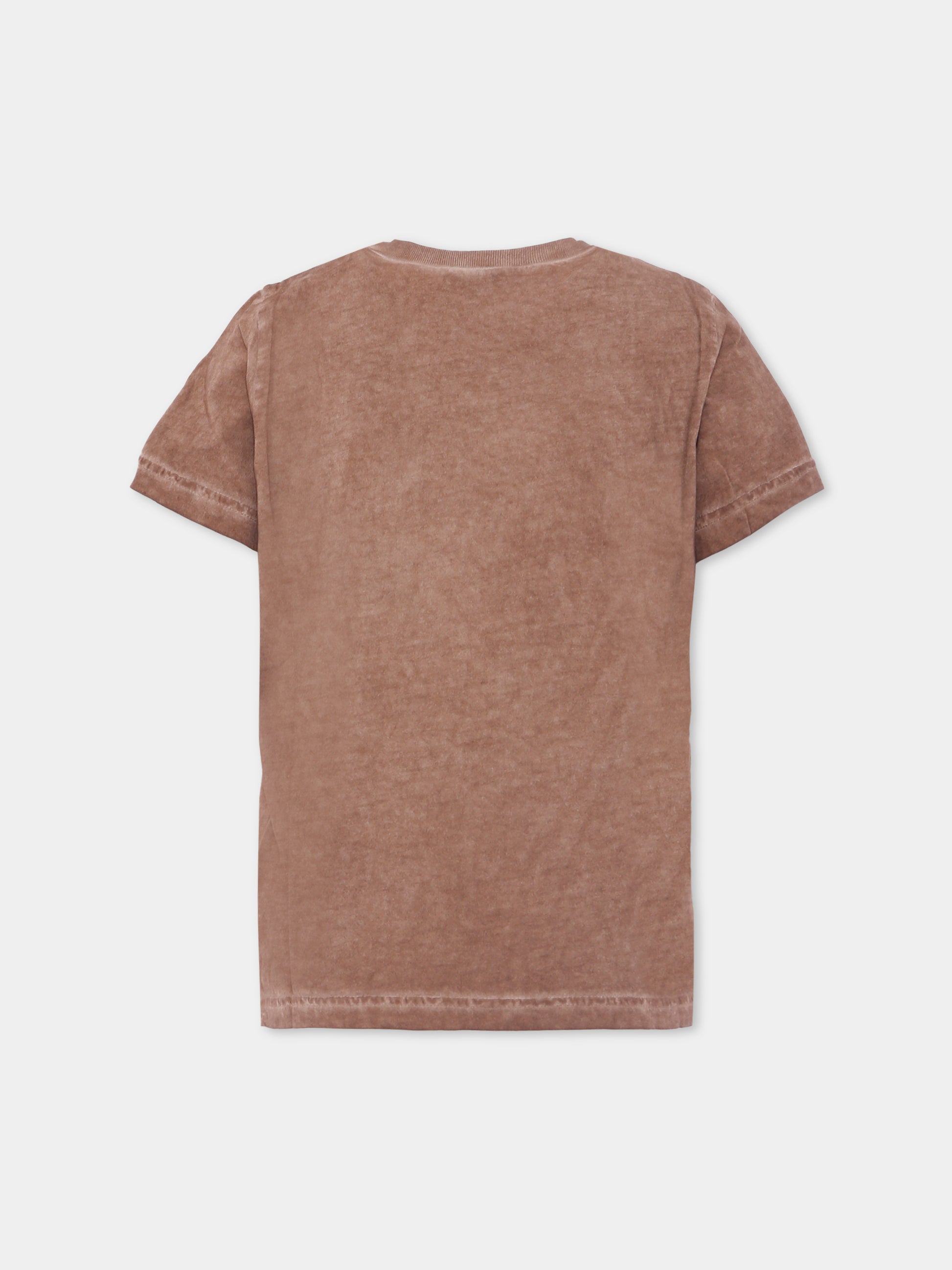 T-shirt marrone per bambino con logo,N°21 Kids,N21943 N0376 0N717