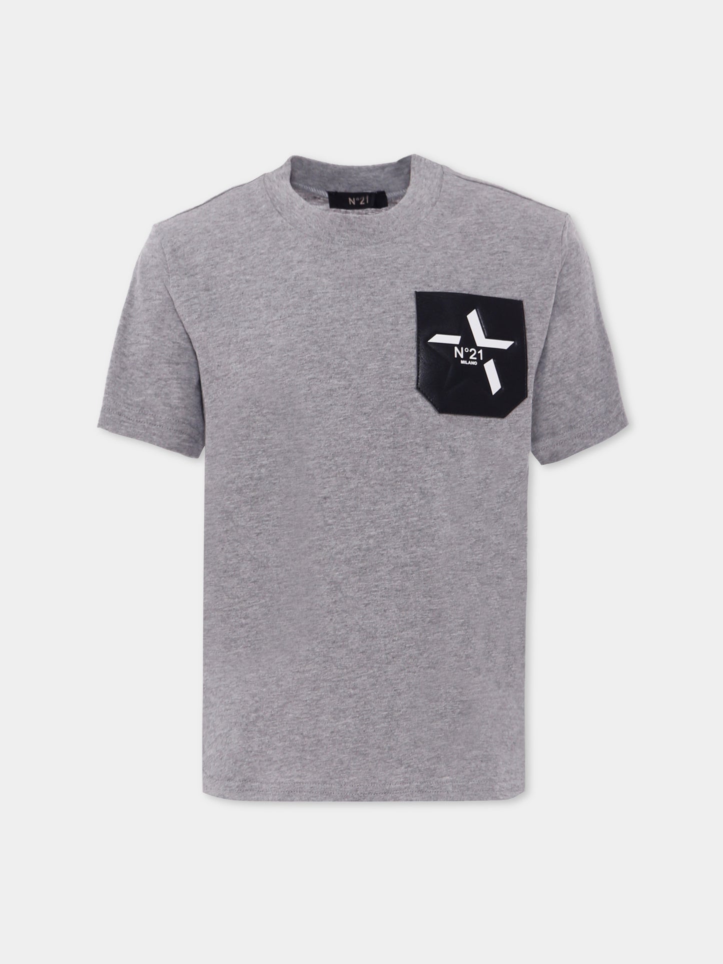 T-shirt grigia per bambino con logo,N°21 Kids,N21945 N0379 0N923