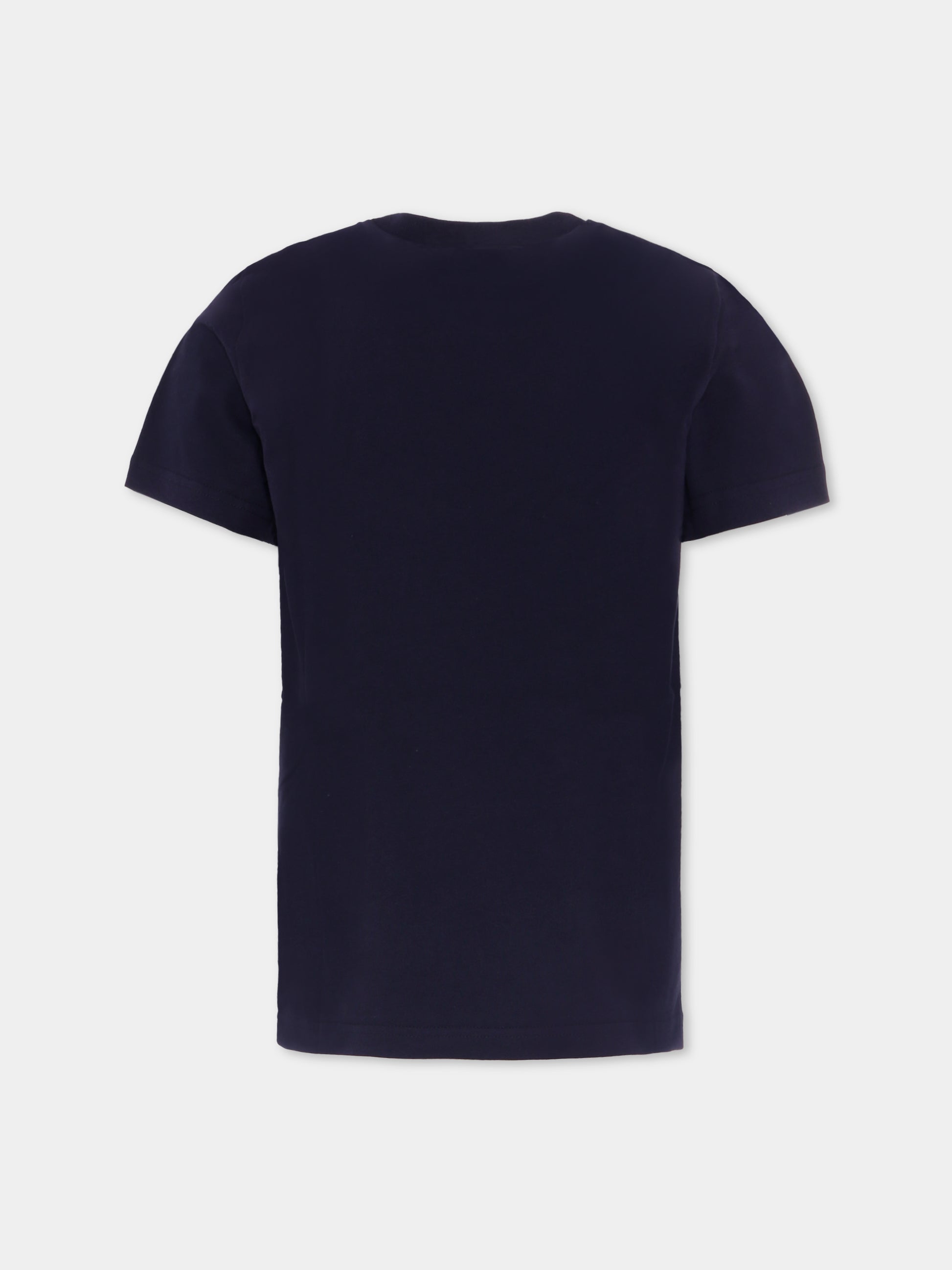 T-shirt blu per bambino con stella e logo,N°21 Kids,N21952 N0199 0N821