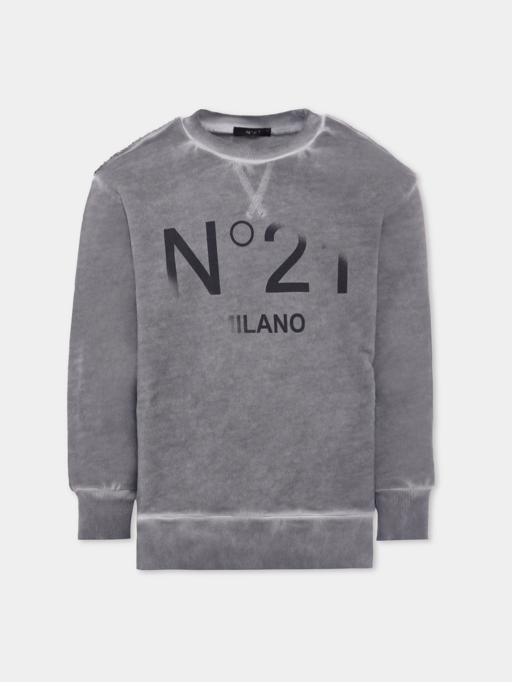 Felpa marrone per bambino con logo,N°21 Kids,N21970 N0373 0N924