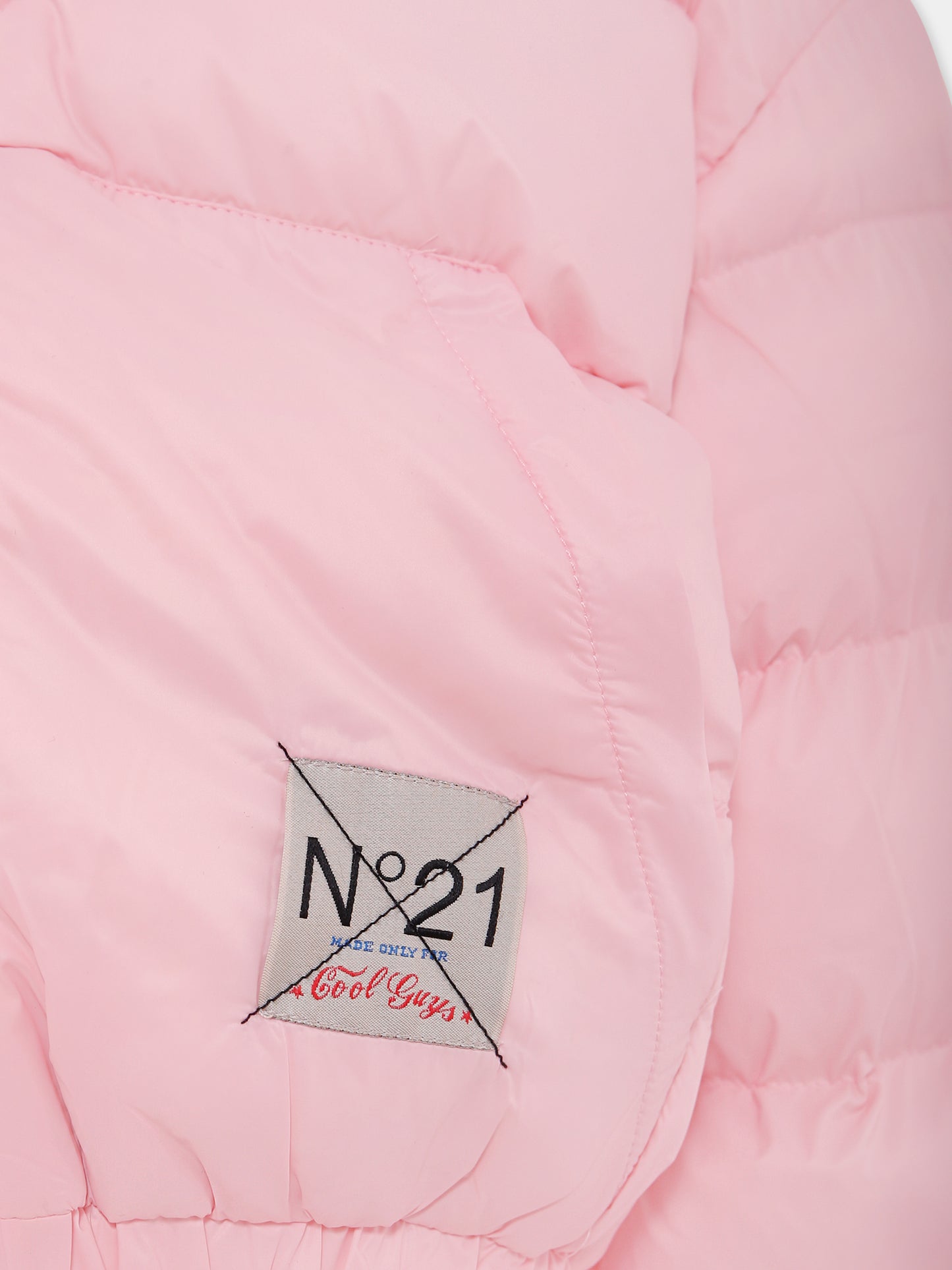 Piumino crop rosa per bambina con logo,N°21 Kids,N21975 N0002 0N317