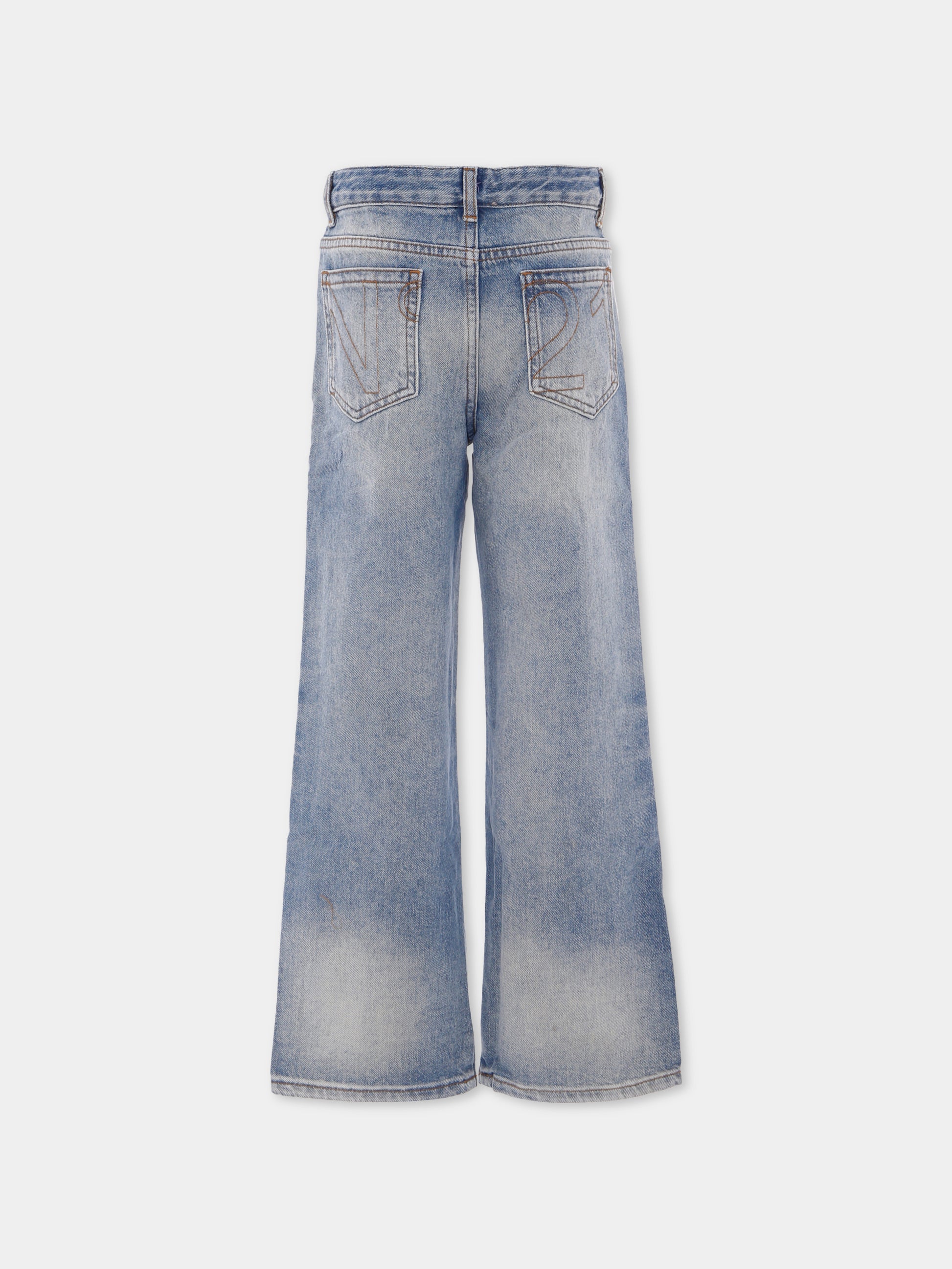 Jeans denim per bambina con logo,N°21 Kids,N21A09 N0366 0N01