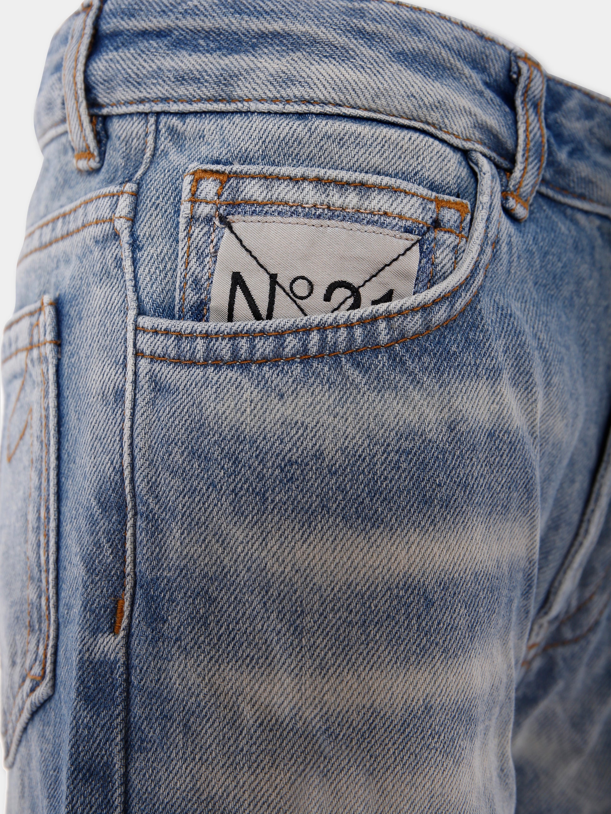 Jeans denim per bambina con logo,N°21 Kids,N21A09 N0366 0N01