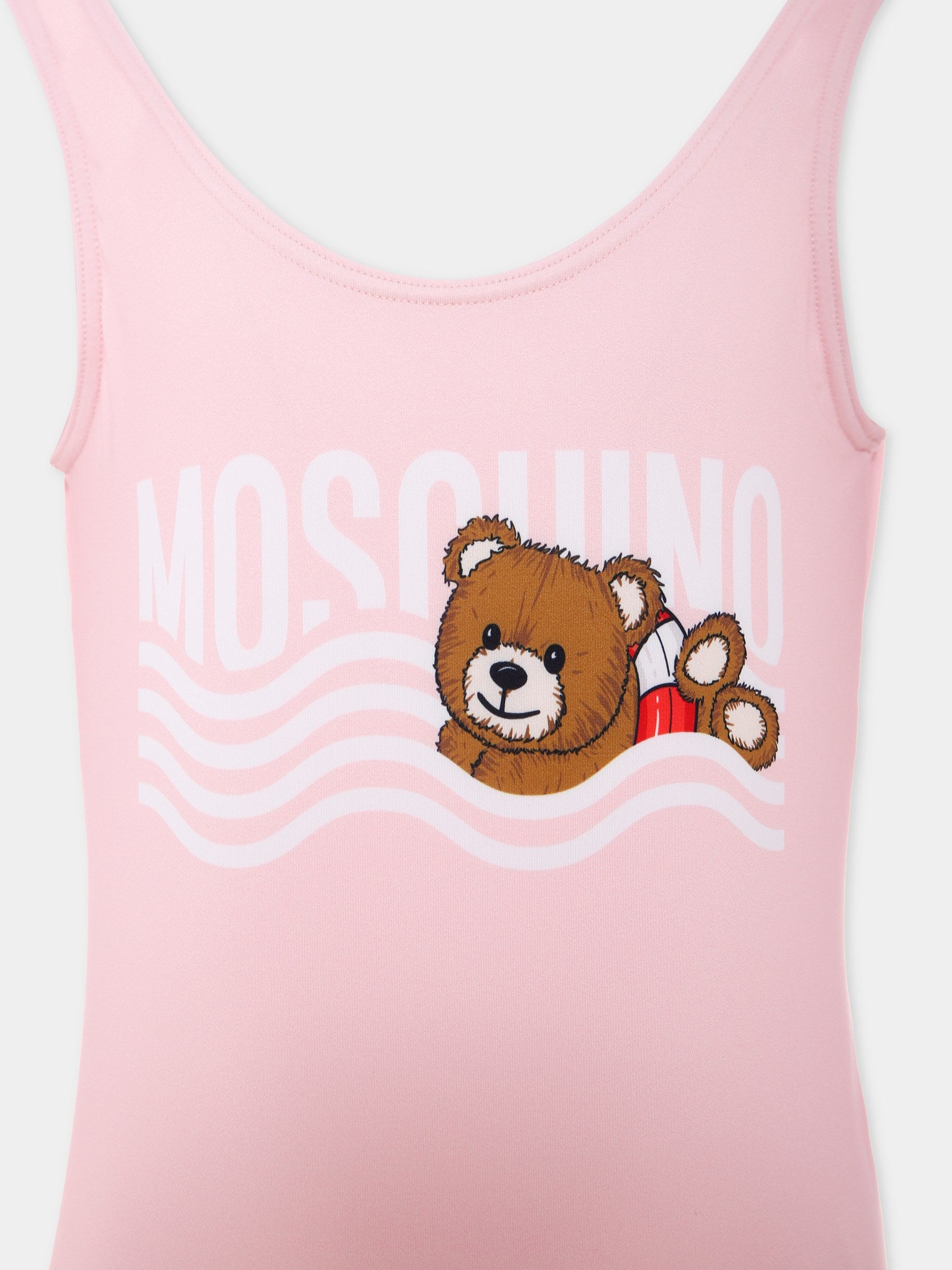 Costume intero rosa per bambina con Teddy Bear,Moschino Kids,H0L00B LKA00 50209