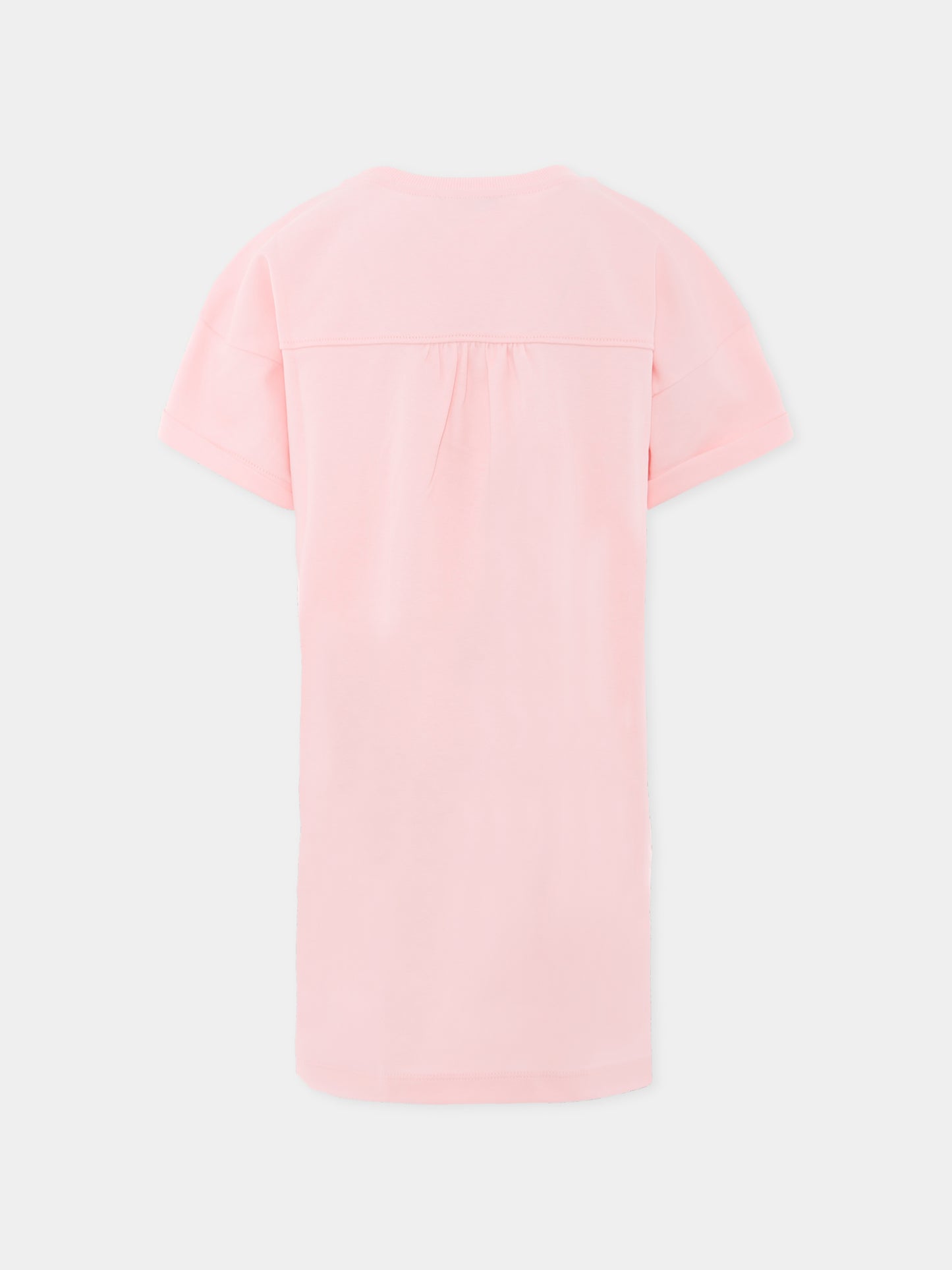 Vestito rosa per bambina con Teddy Bear e cuore,Moschino Kids,HDV0G9 LAA40 50209