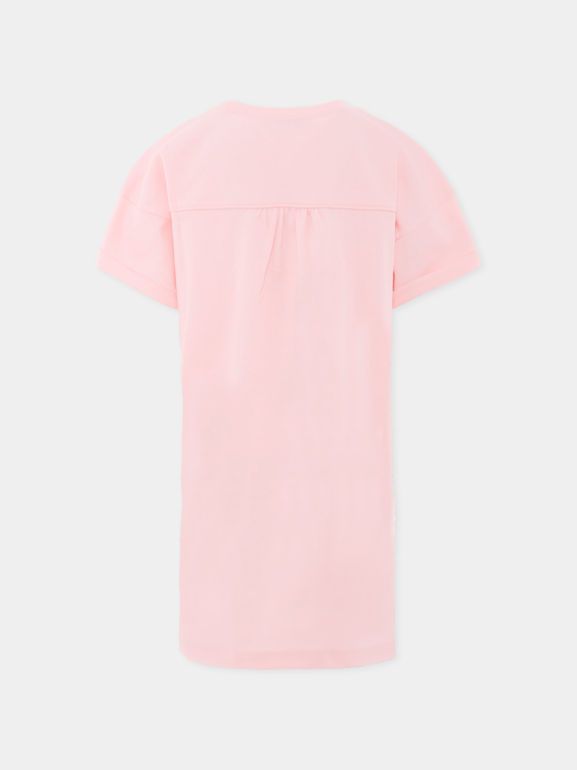 Vestito rosa per bambina con Teddy Bear e cuore,Moschino Kids,HDV0G9 LAA40 50209