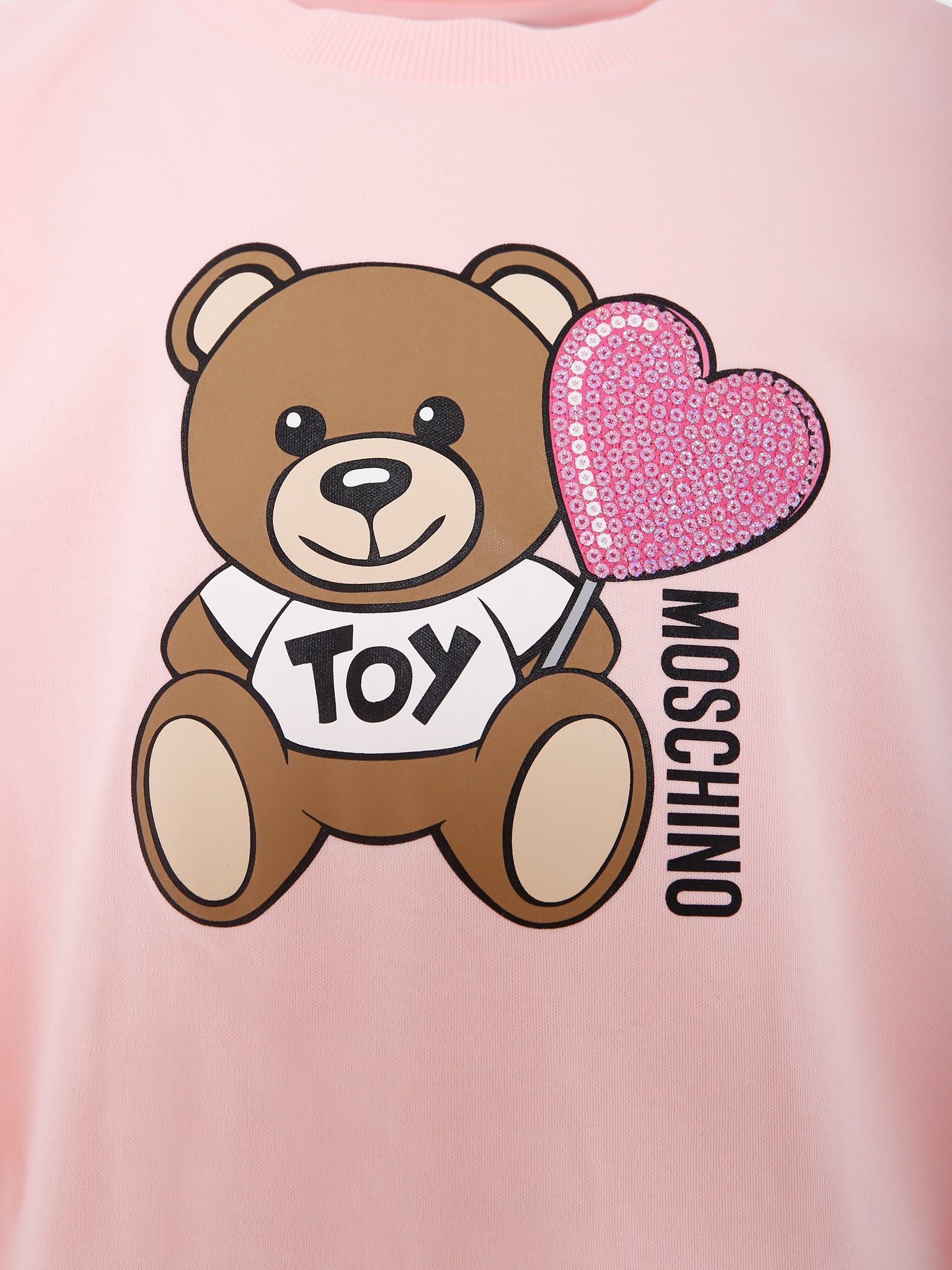 Vestito rosa per bambina con Teddy Bear e cuore,Moschino Kids,HDV0G9 LAA40 50209