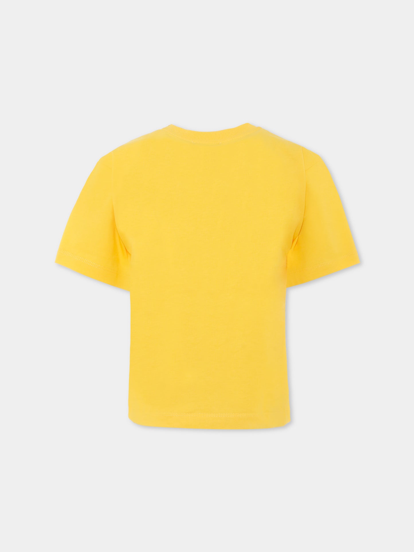 T-shirt gialla per bambina con Teddy Bear e cuore,Moschino Kids,HHM060 LAA02 50577