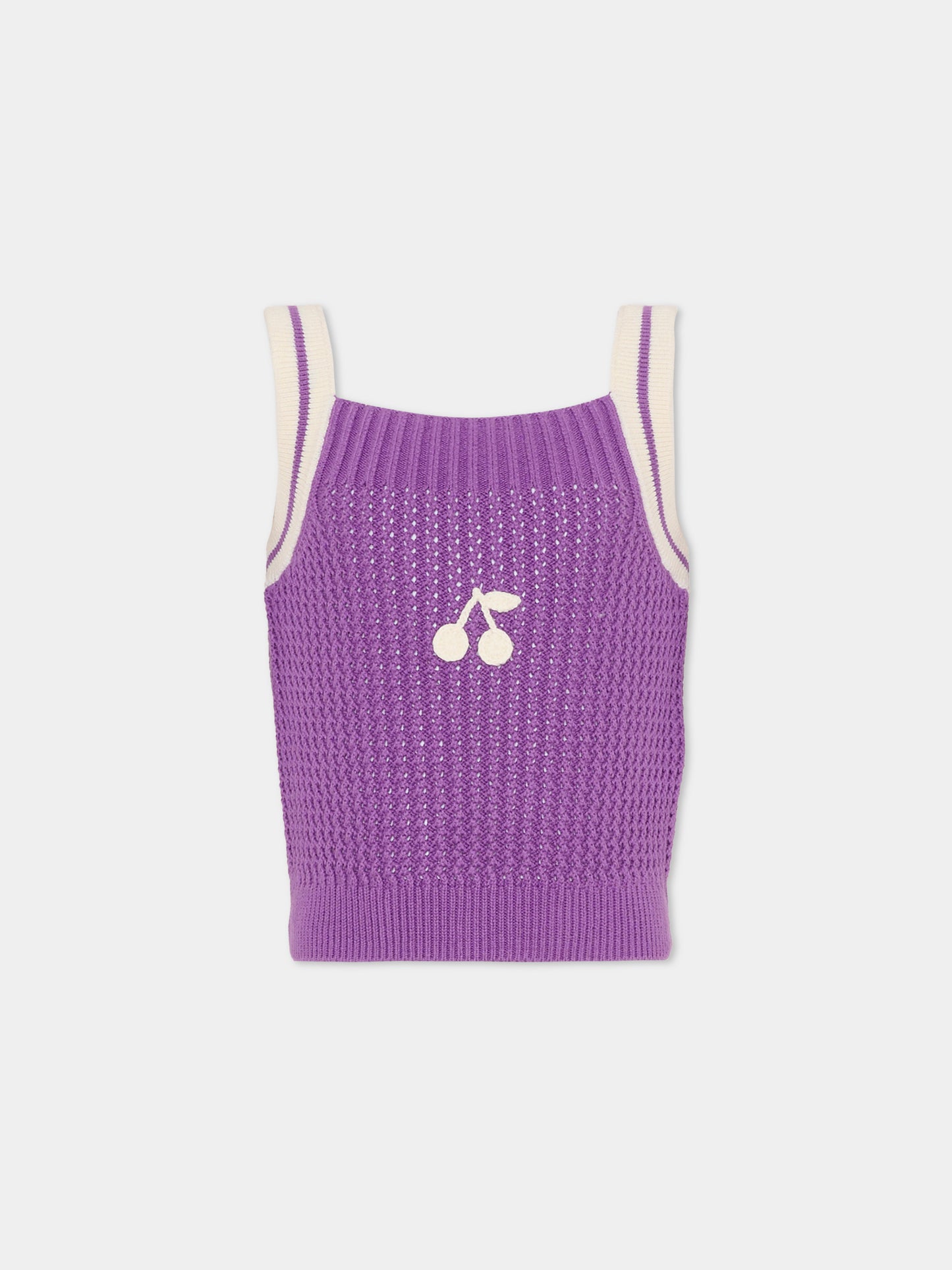 Top viola per bambina con ciliegie,Bonpoint,C06GJUK00001 258