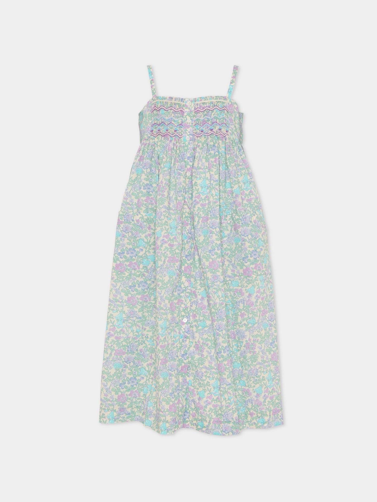 Vestito multicolor per bambina con stampa floreale,Bonpoint,C06GDRW00001 556