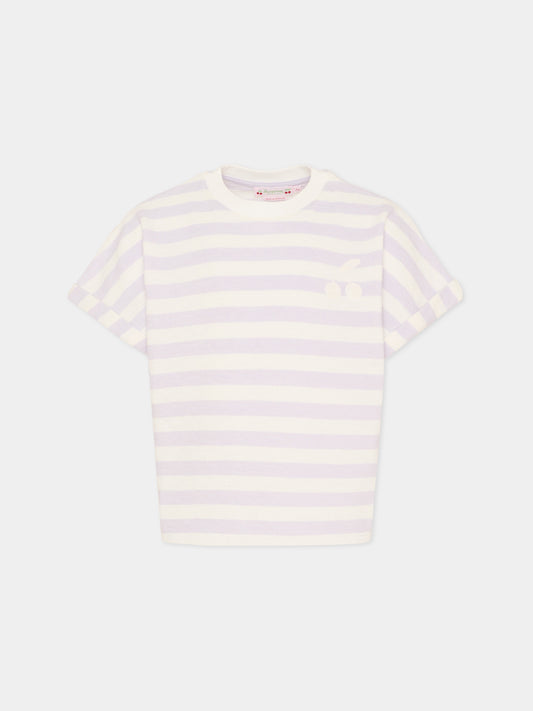 T-shirt lilla per bambina con ciliegie,Bonpoint,C06GTSK00001 257A