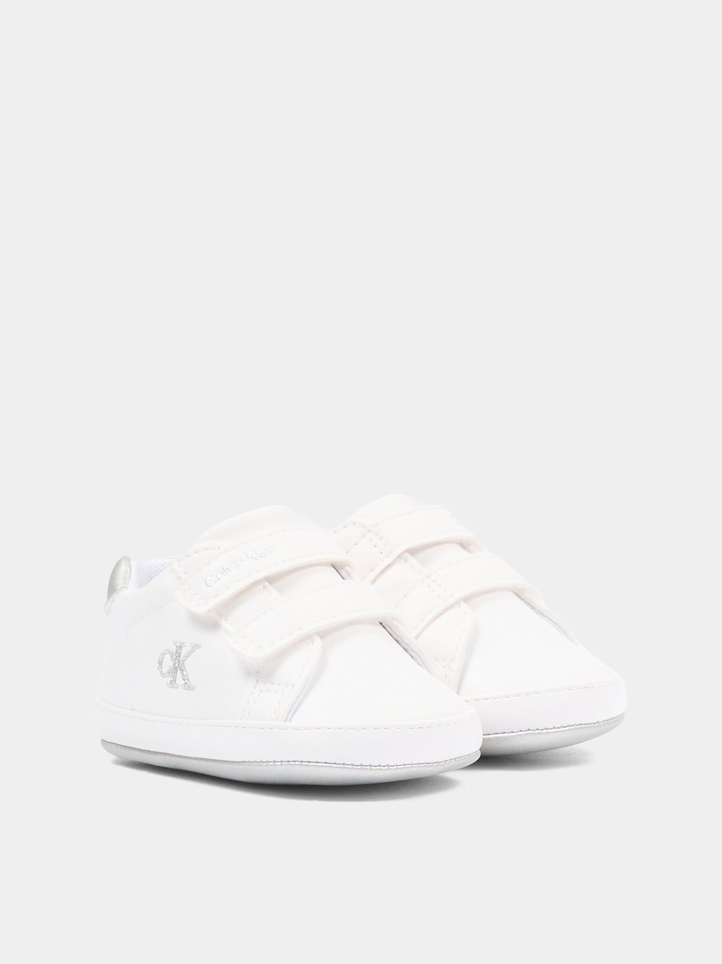 Sneakers bianche per neonata con logo in lurex,Calvin Klein Kids,V0A9 83201 1582X025
