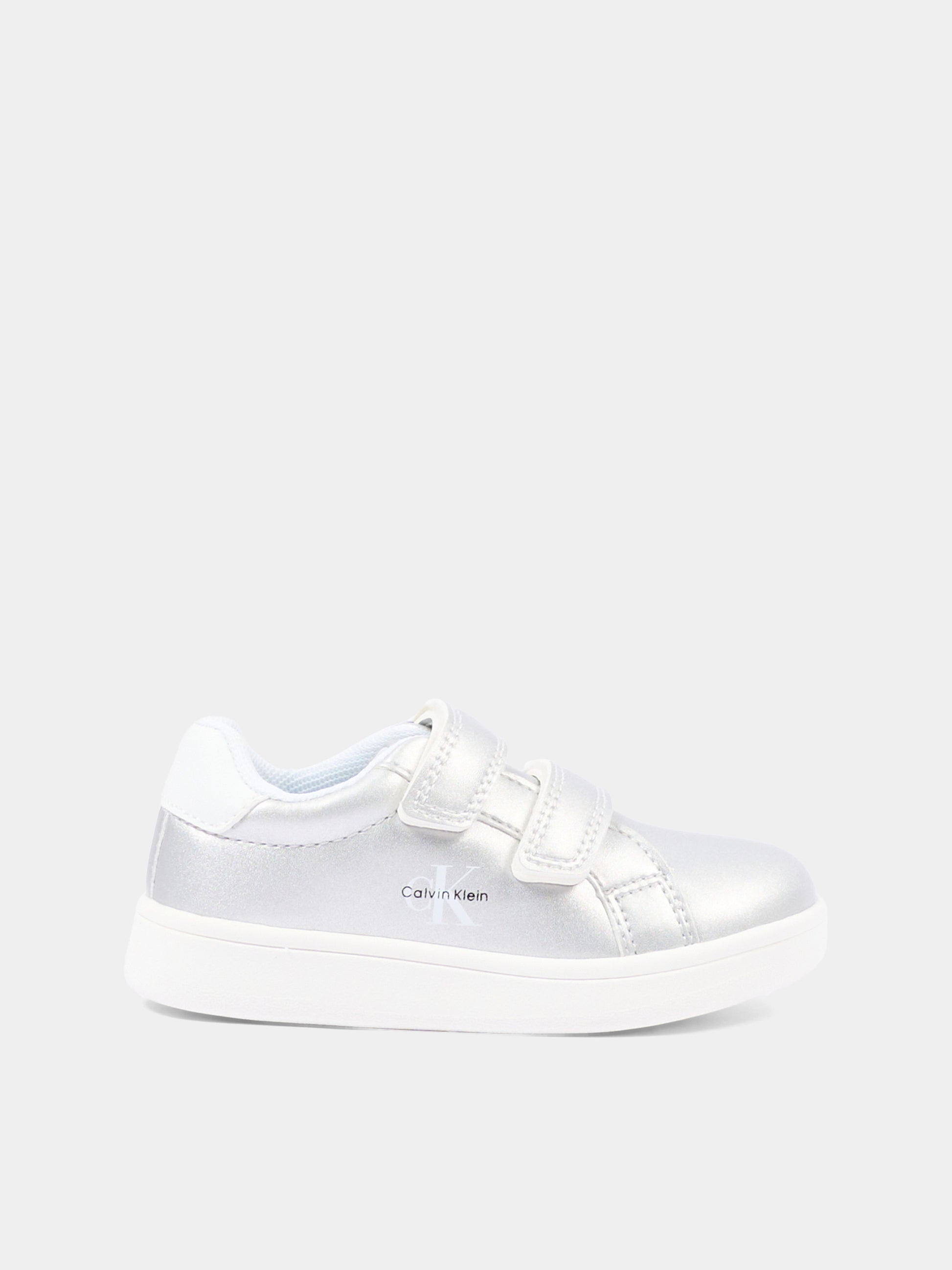 Sneakers argento per bambina con logo,Calvin Klein Kids,V1A9 83205 0376X059