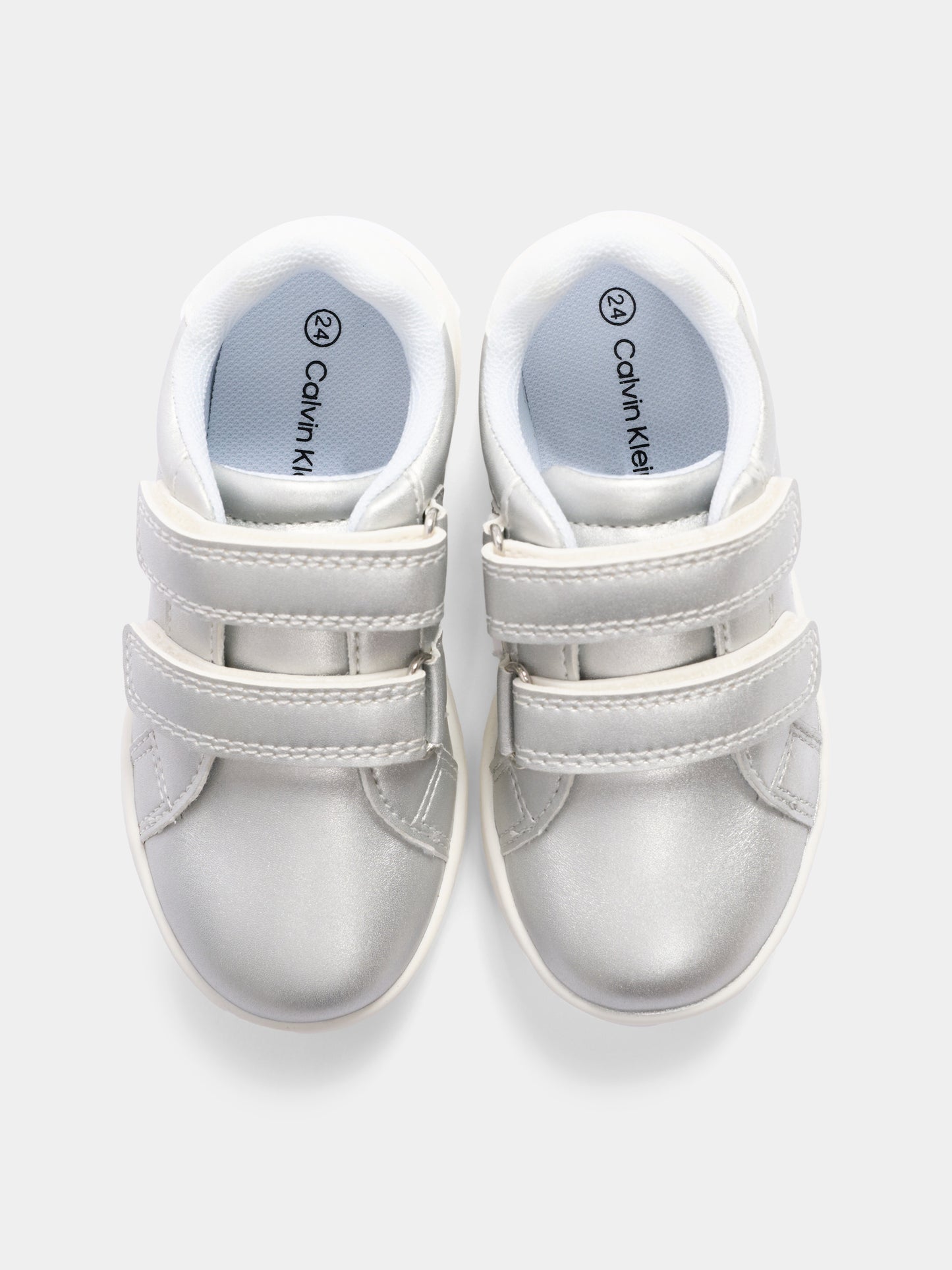 Sneakers argento per bambina con logo,Calvin Klein Kids,V1A9 83205 0376X059