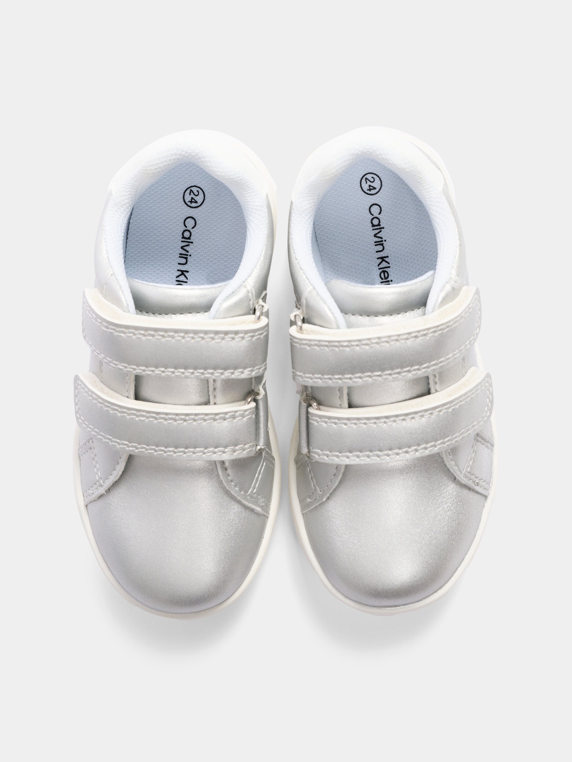 Sneakers argento per bambina con logo,Calvin Klein Kids,V1A9 83205 0376X059