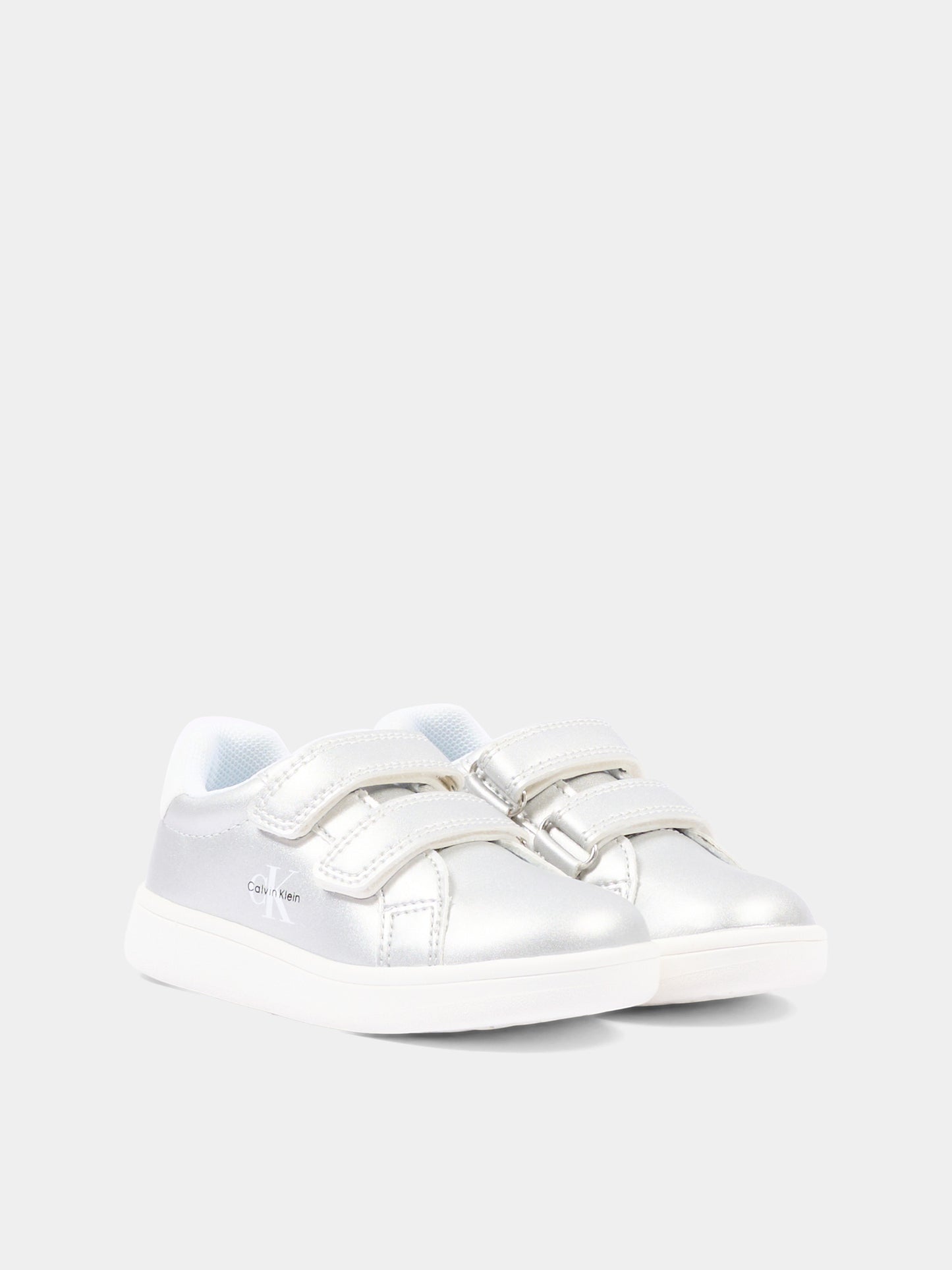 Sneakers argento per bambina con logo,Calvin Klein Kids,V1A9 83205 0376X059