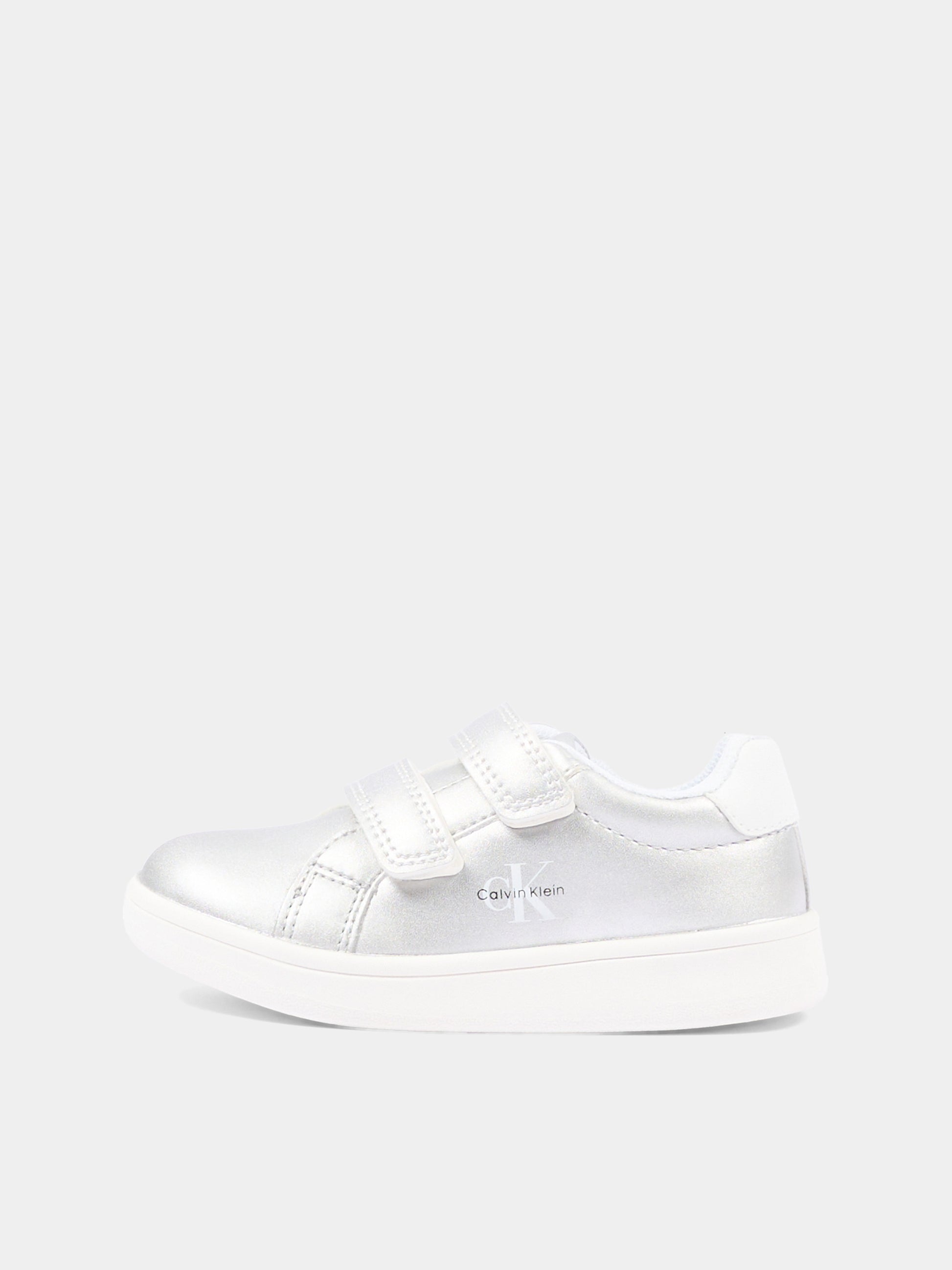 Sneakers argento per bambina con logo,Calvin Klein Kids,V1A9 83205 0376X059