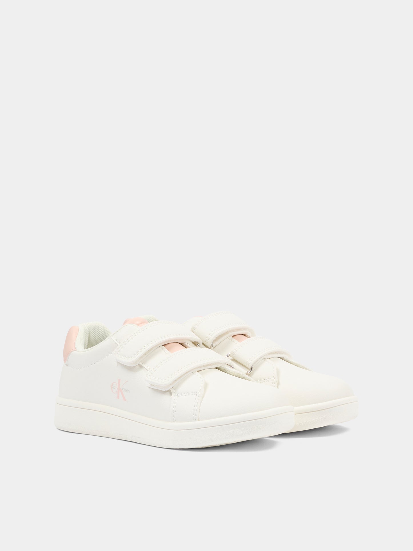 Sneakers bianche per neonata e bambina con logo rosa,Calvin Klein Kids,V1A9 83206 1355A708