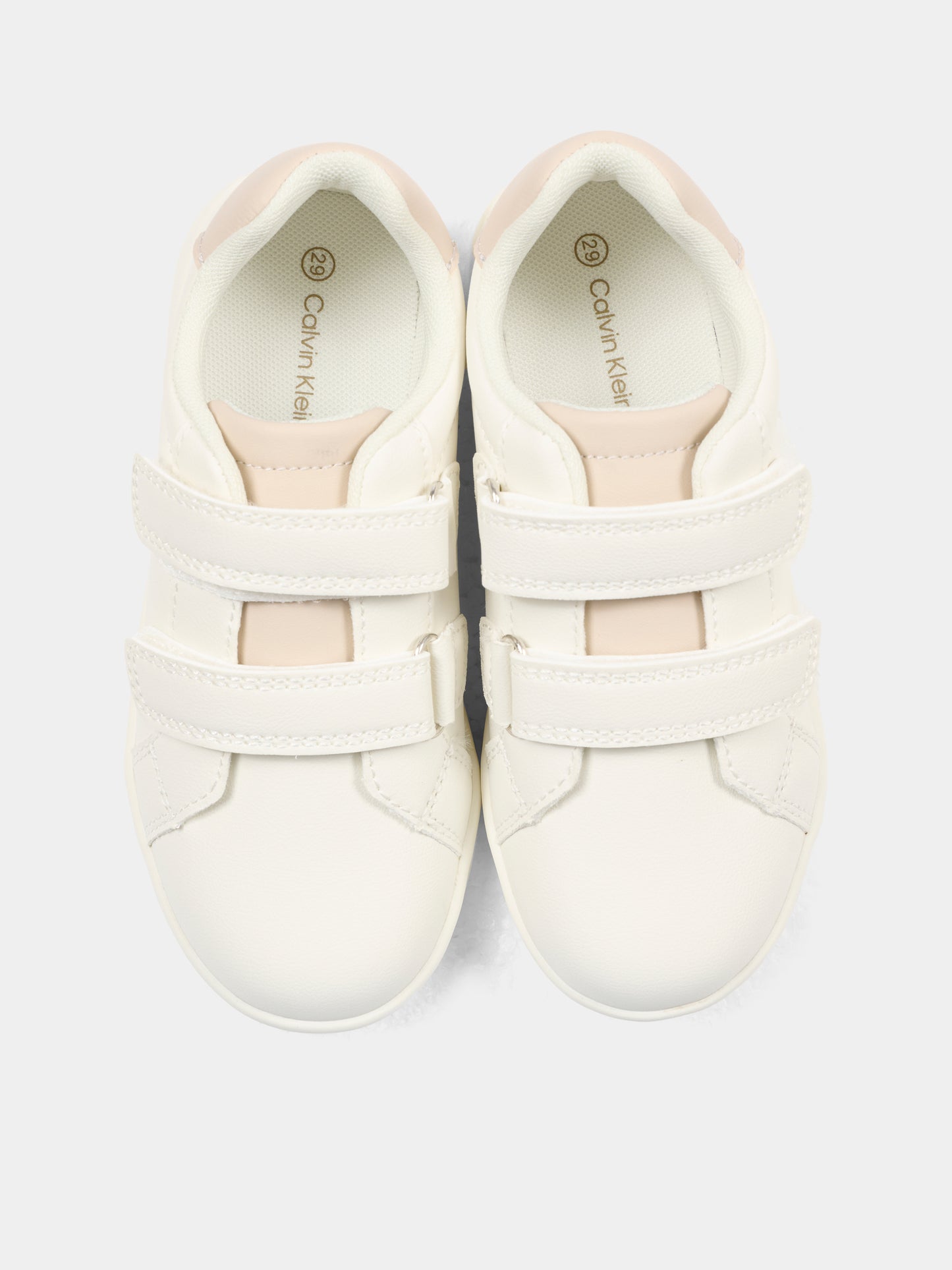 Sneakers bianche per neonata e bambina con logo beige,Calvin Klein Kids,V1X9 83276 1355A472