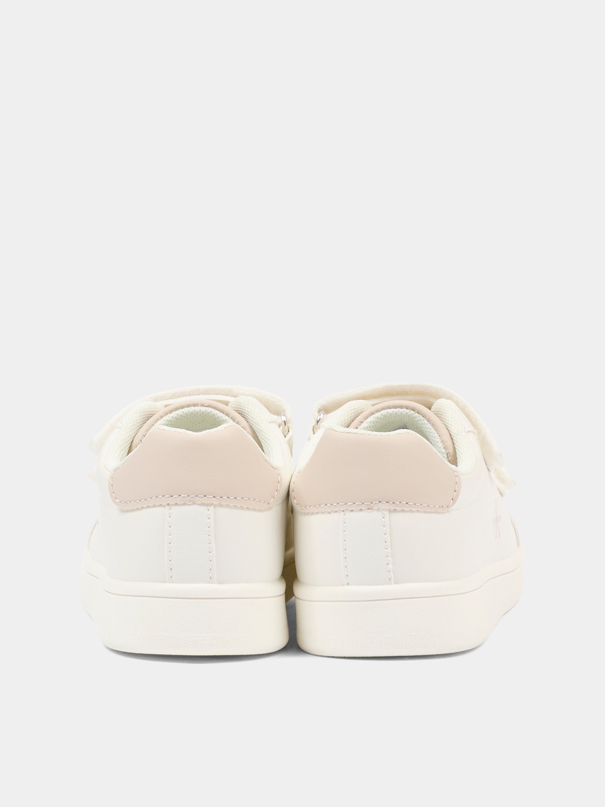 Sneakers bianche per neonata e bambina con logo beige,Calvin Klein Kids,V1X9 83276 1355A472