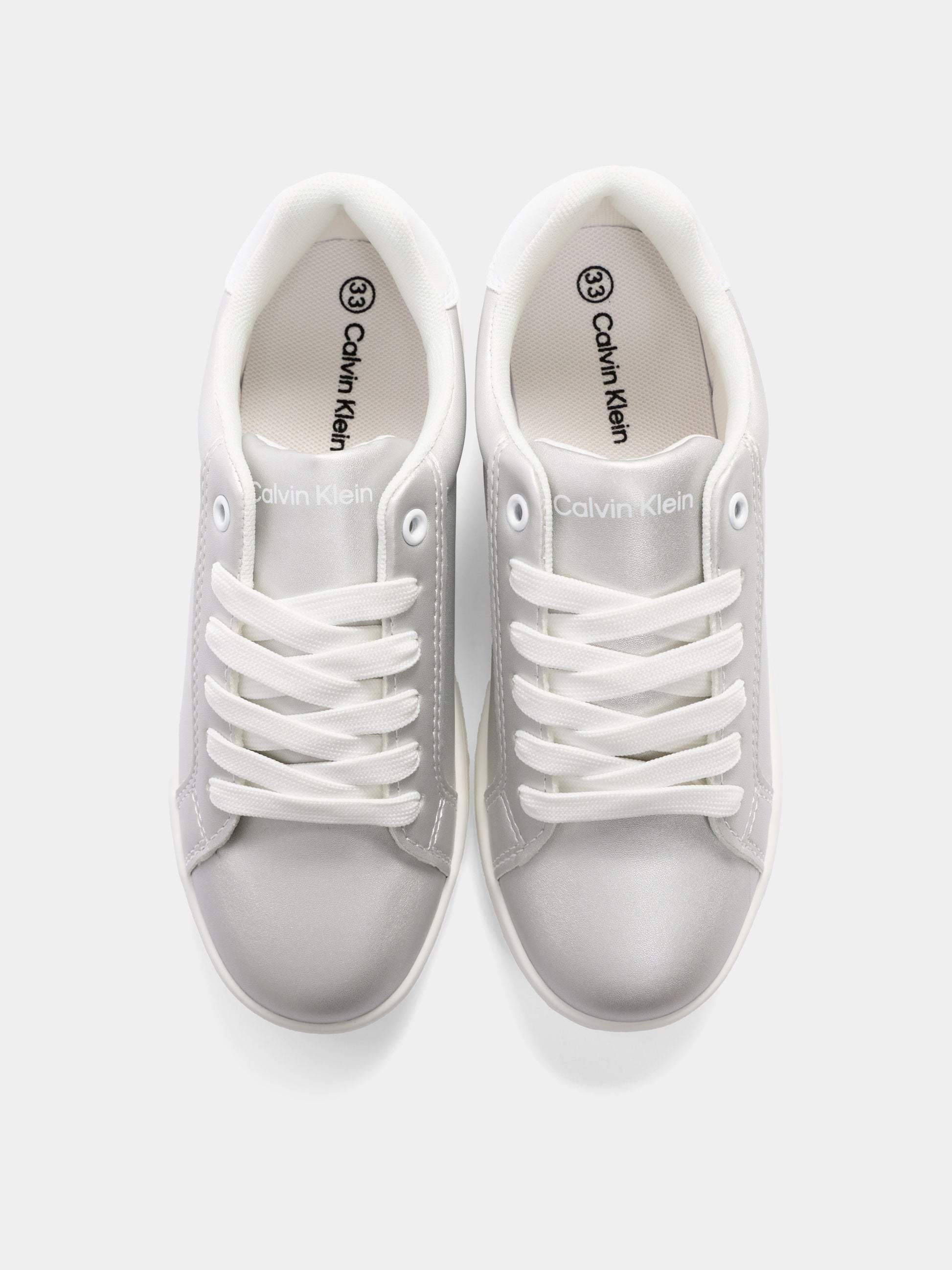 Sneakers argento per bambina con logo,Calvin Klein Kids,V3A9 83211 0376X059