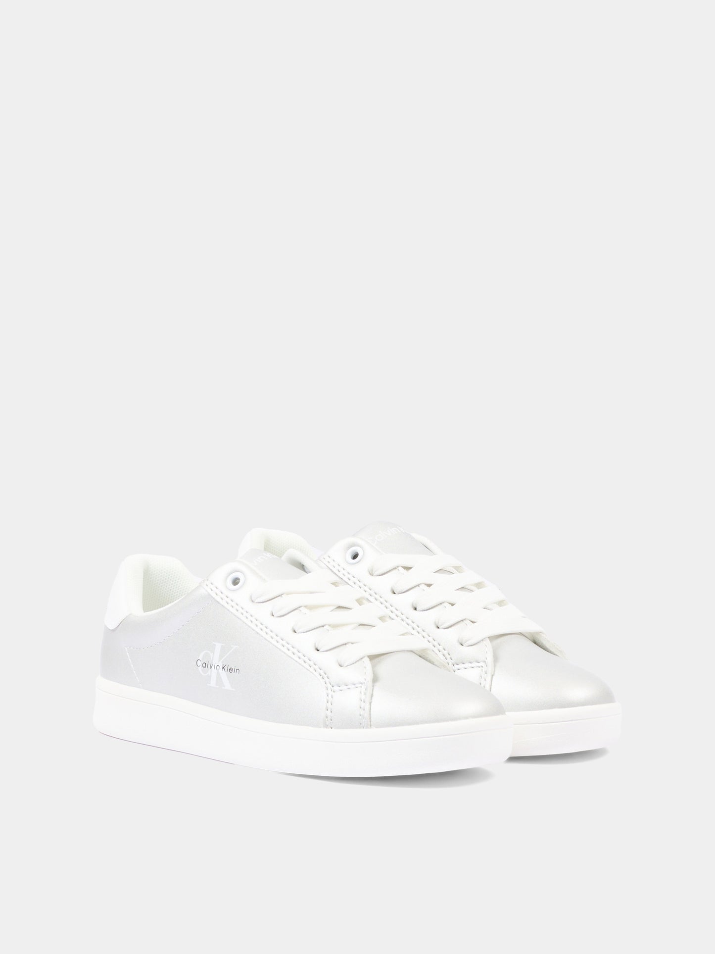 Sneakers argento per bambina con logo,Calvin Klein Kids,V3A9 83211 0376X059
