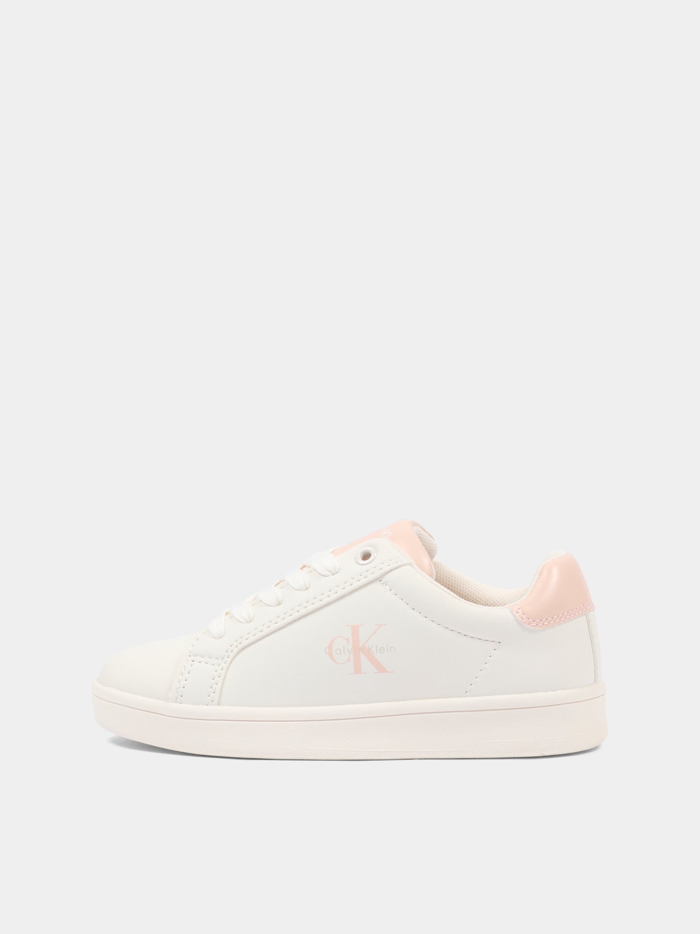 Sneakers bianche per bambina con logo rosa,Calvin Klein Kids,V3A9 83212 1355A708