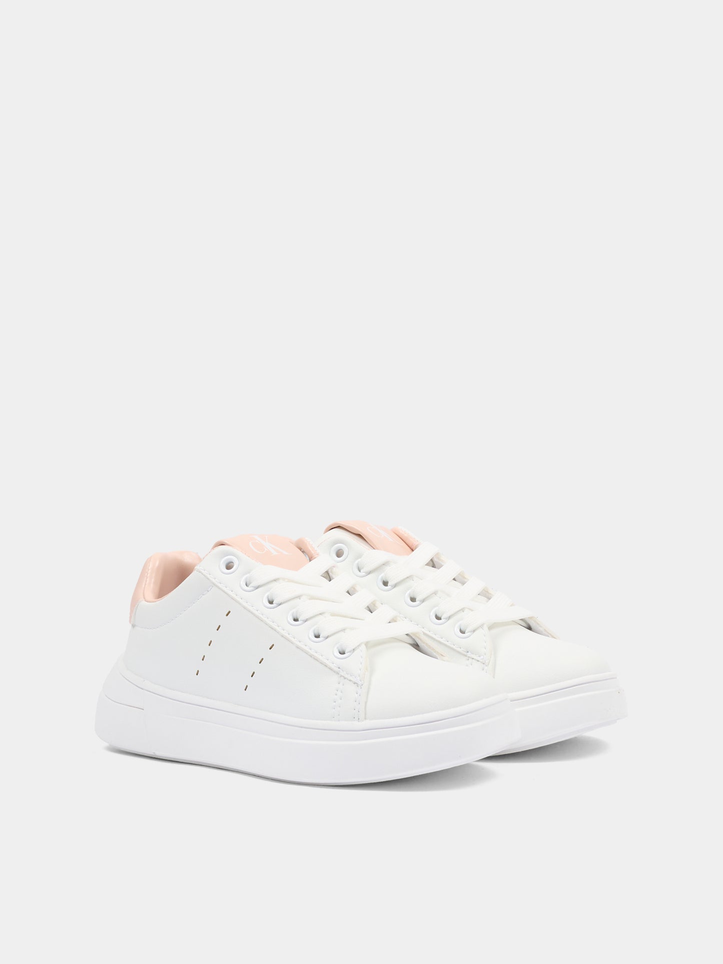 Sneakers bianche per bambina con dettaglio rosa,Calvin Klein Kids,V3A9 83221 1355A953
