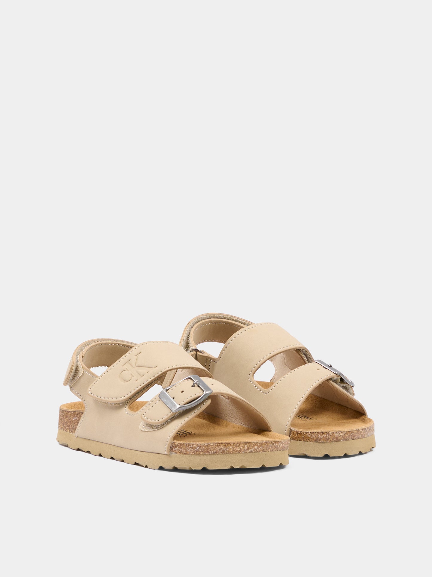Sandalo beige per bambini con logo,Calvin Klein Kids,V3X2 83328 0315500