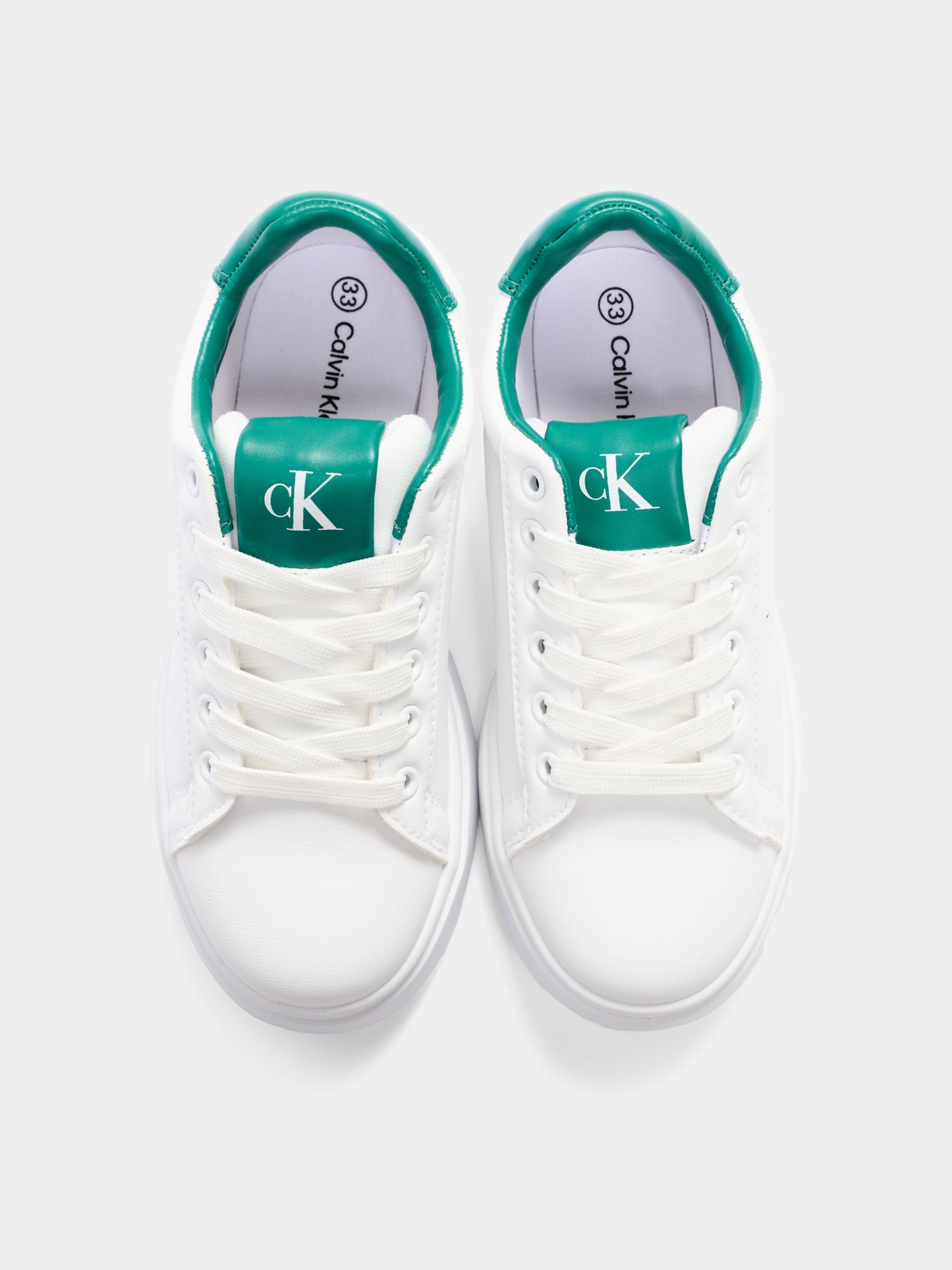 Sneakers bianche per bambino con logo,Calvin Klein Kids,V3X9 83301 1355X165