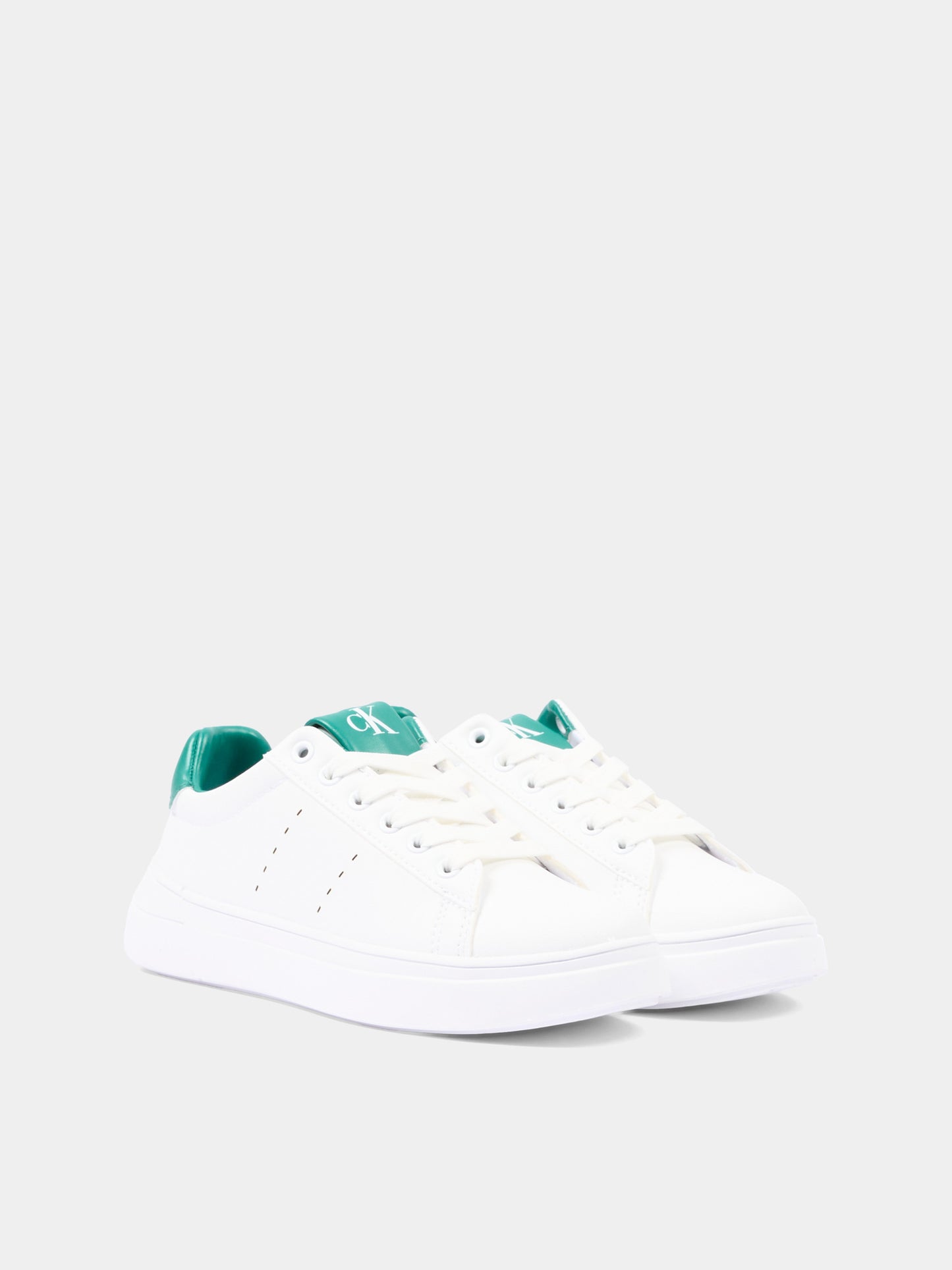 Sneakers bianche per bambino con logo,Calvin Klein Kids,V3X9 83301 1355X165