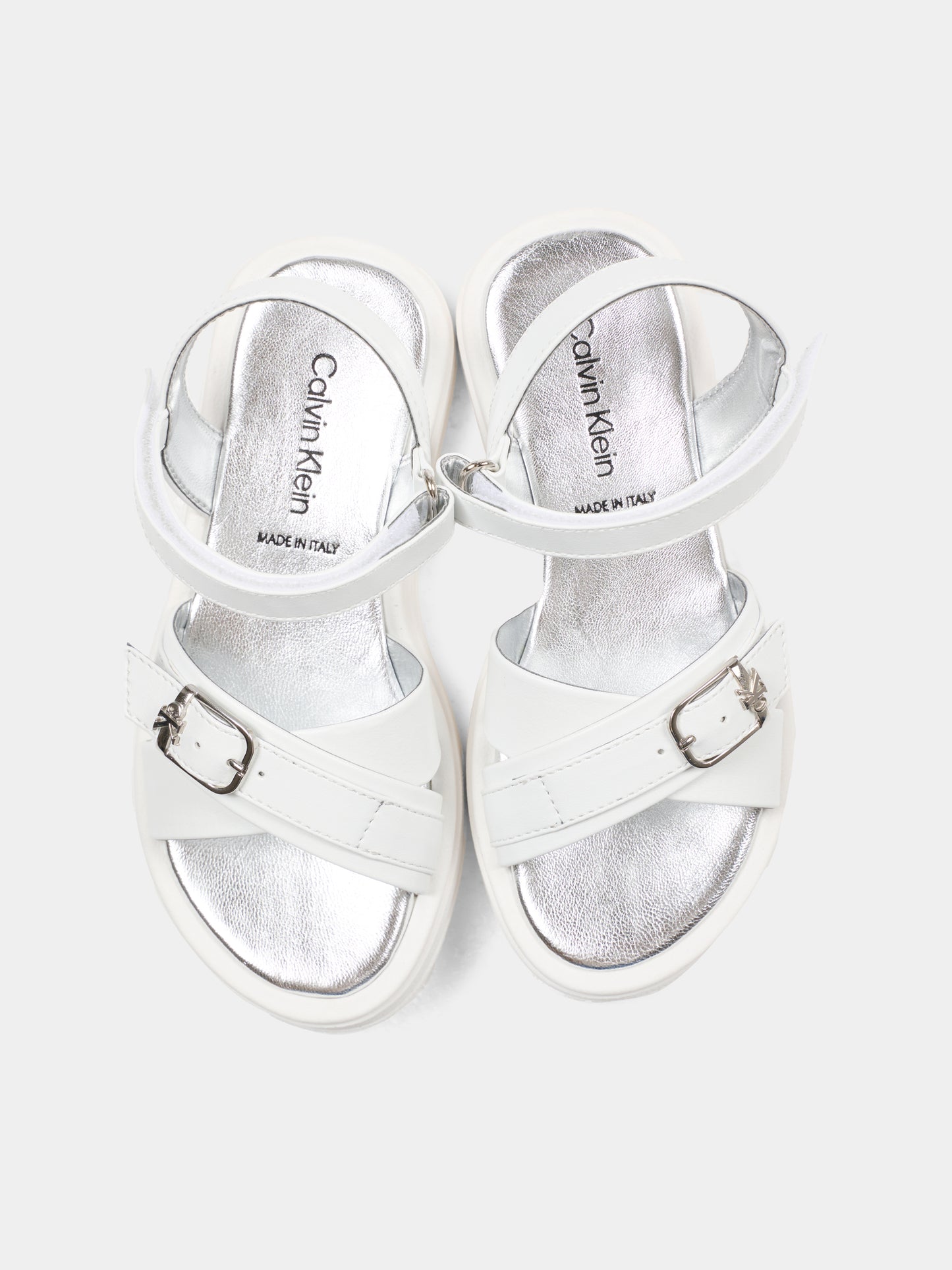 Sandali bianchi per bambina con logo,Calvin Klein Kids,V4A2 83260 0326100