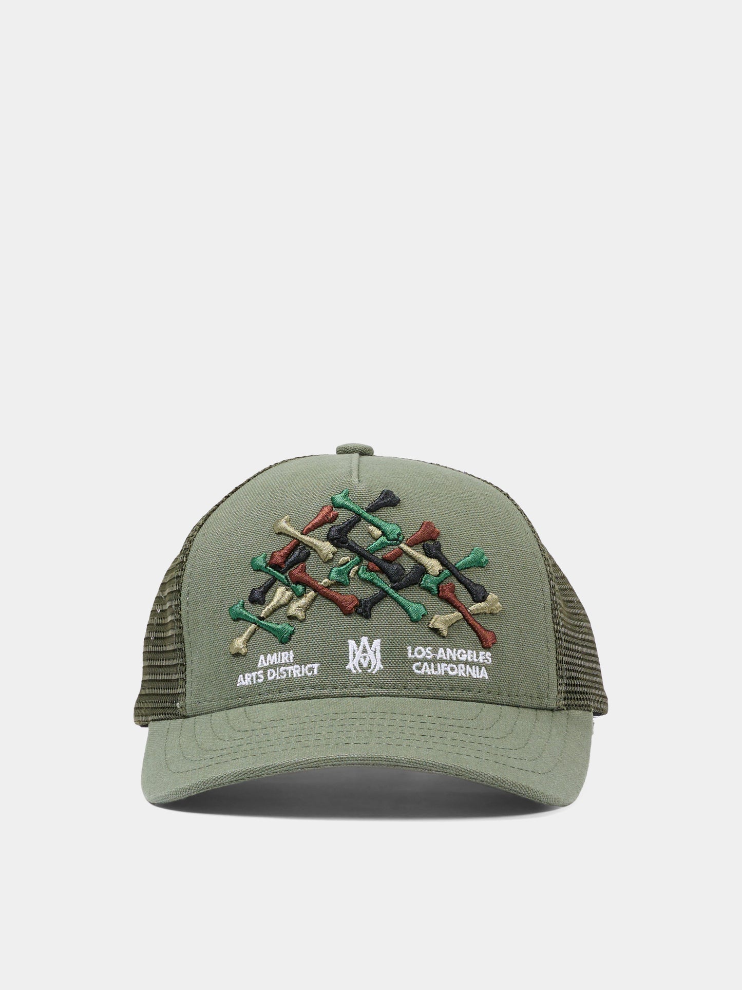 Cappello con visiera verde per bambini con ricamo,Amiri,ACSAHE1001 DARK SAGE