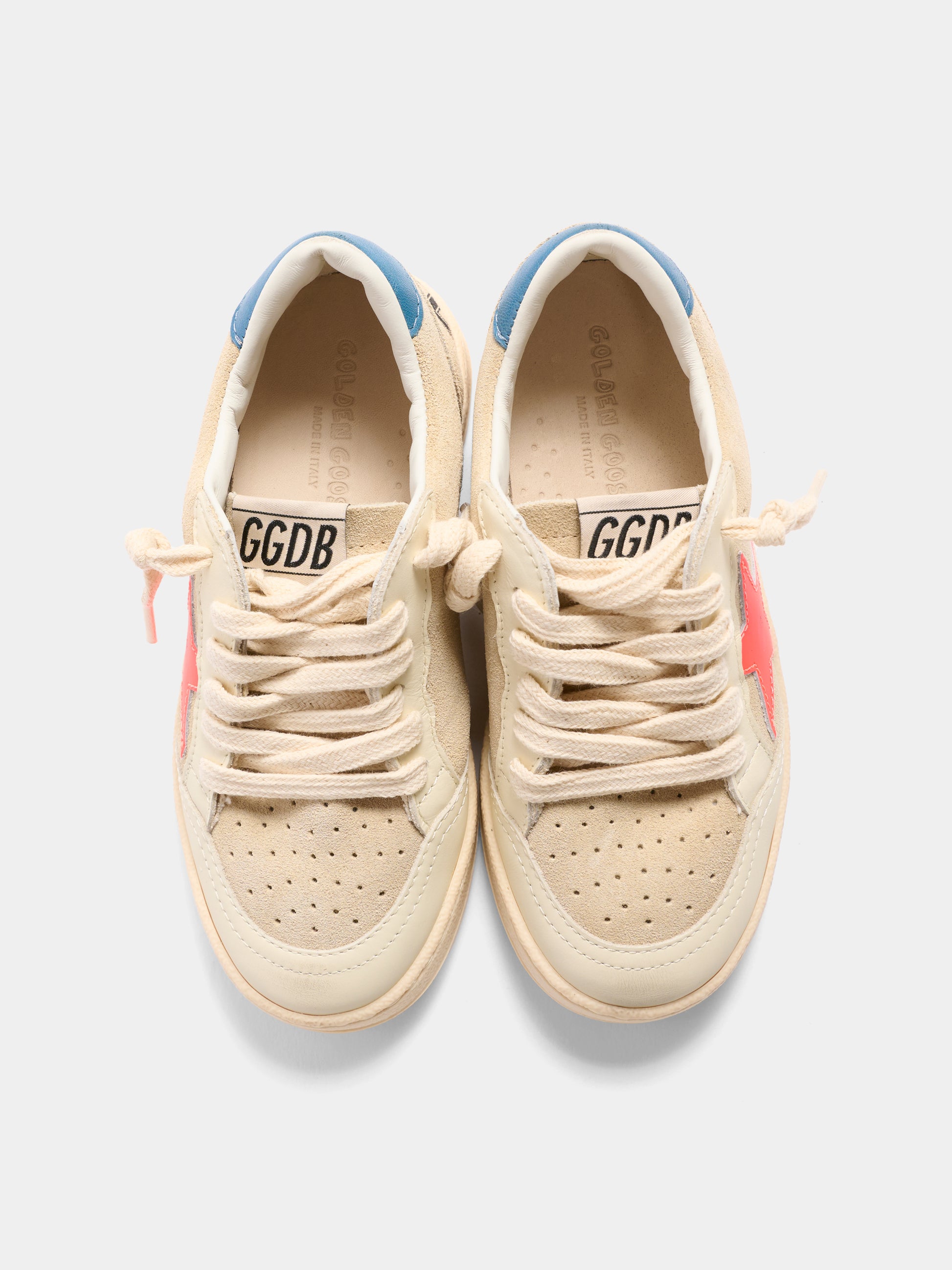 Sneakers Ball Star beige per bambino con stella,Golden Goose,GYF00439 F008050 15863