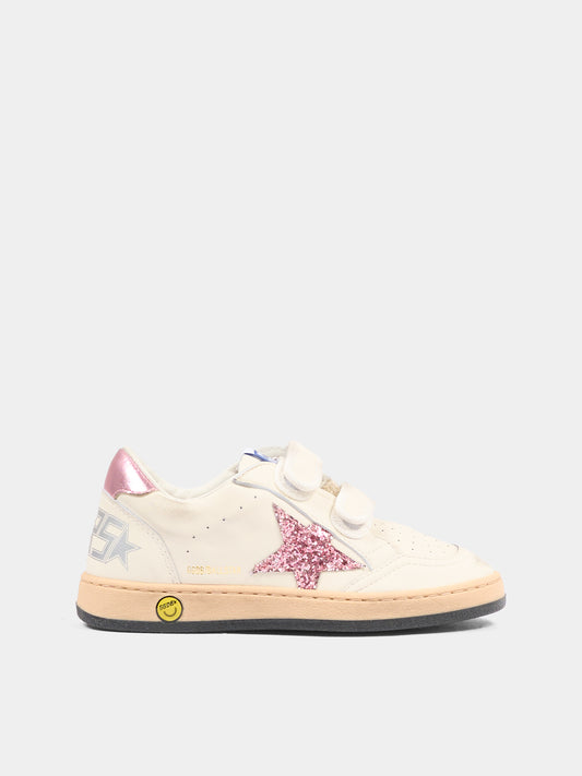 Sneakers Ball Star bianche per bambina con stella,Golden Goose,GYF00501 F004241 11224