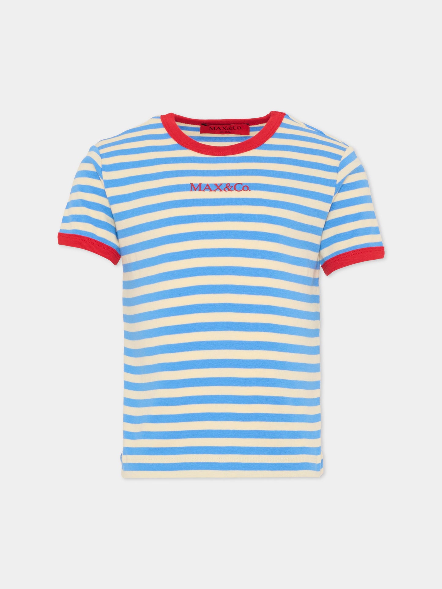 T-shirt multicolor per bambina con logo,Max&co,MX0285 MX046 MX805