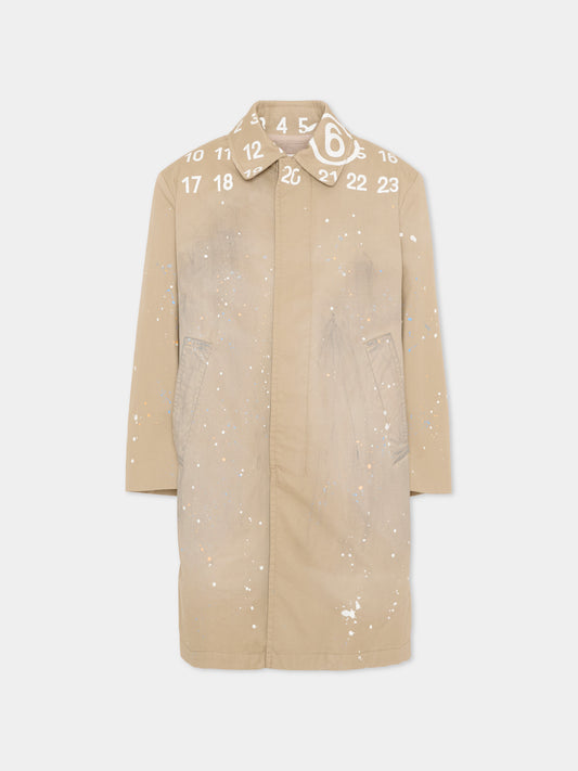 Trench beige per bambini con logo numerico,Mm6 Maison Margiela,M60928 MM07B M6709