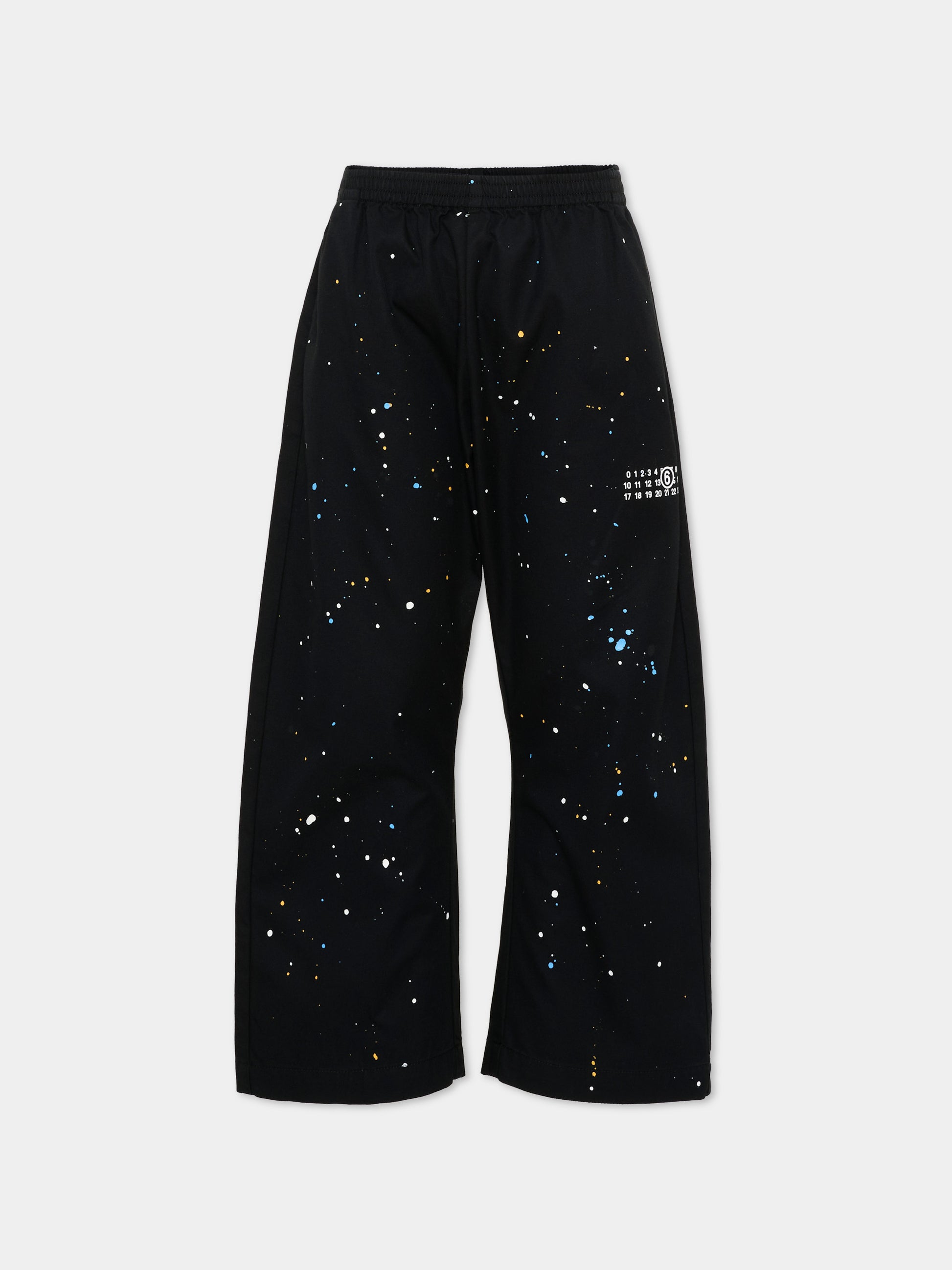 Pantaloni neri per bambini con logo numerico,Mm6 Maison Margiela,M60953 MM07B M6900