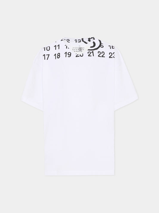 T-shirt bianca per bambini con logo,Mm6 Maison Margiela,M60986 MM02Y M6100