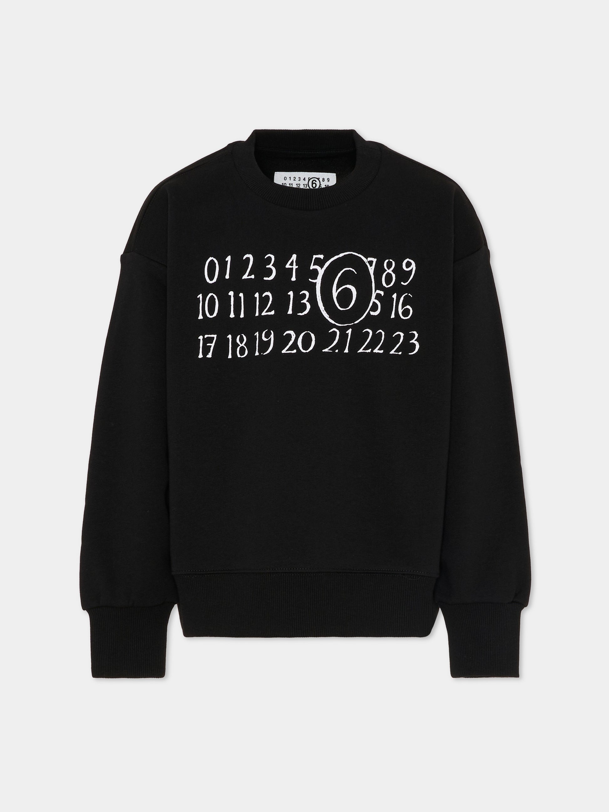 Felpa nera per bambini con logo,Mm6 Maison Margiela,M61009 MM02X M6900