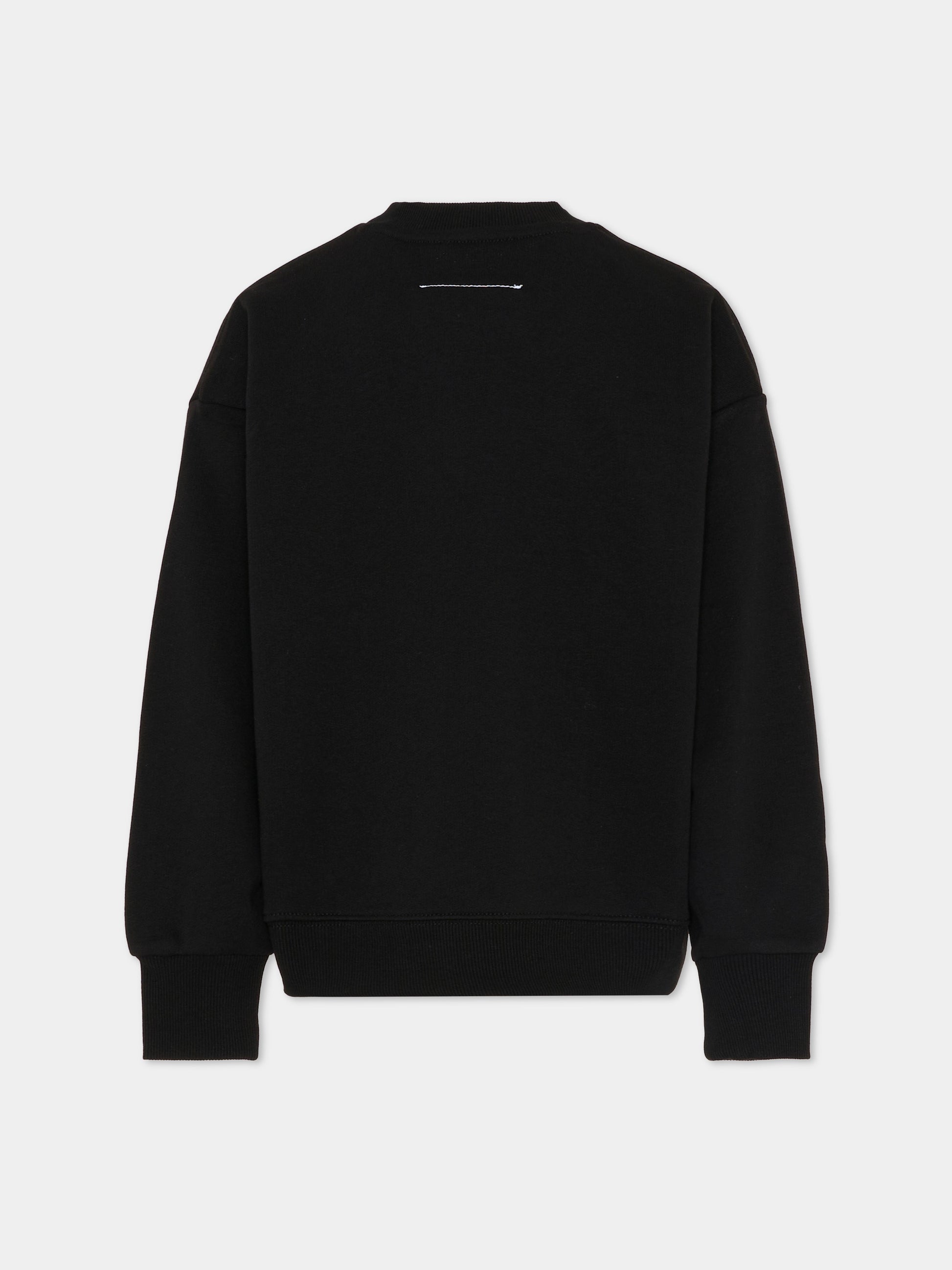 Felpa nera per bambini con logo,Mm6 Maison Margiela,M61009 MM02X M6900