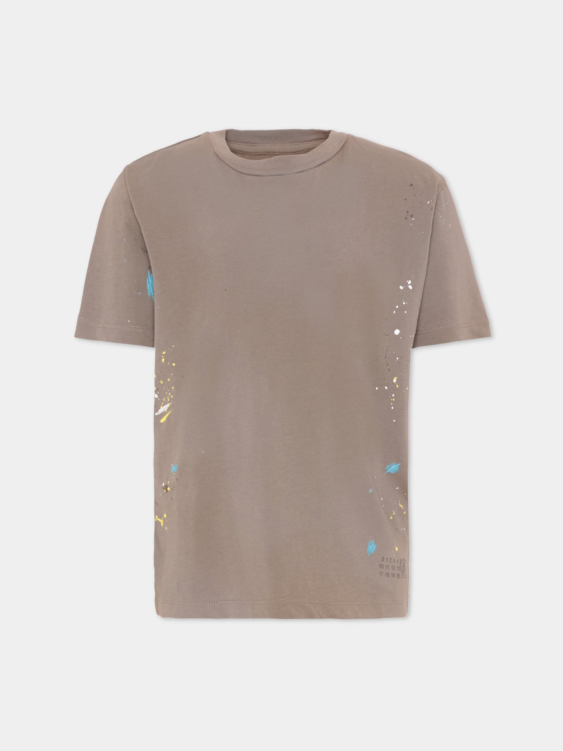 T-Shirt multicolor per bambini con schizzi,Mm6 Maison Margiela,M61014 MM07P M6908