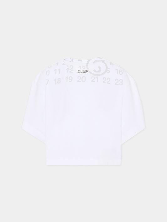 T-shirt bianca per bambina con logo,Mm6 Maison Margiela,M61017 MM02Y M6100
