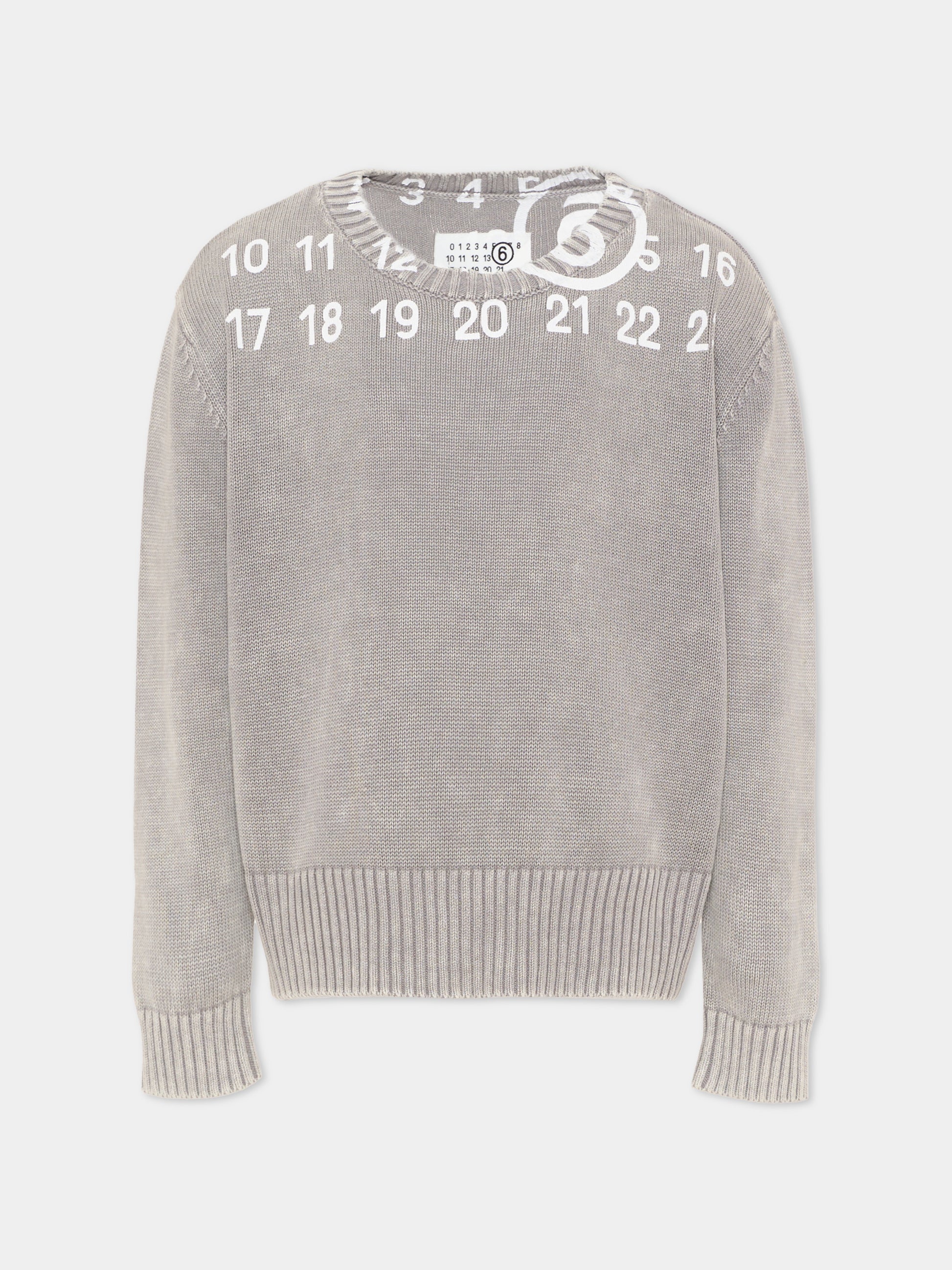 Maglione grigio per bambini con numeri,Mm6 Maison Margiela,M61027 MM07W M6907