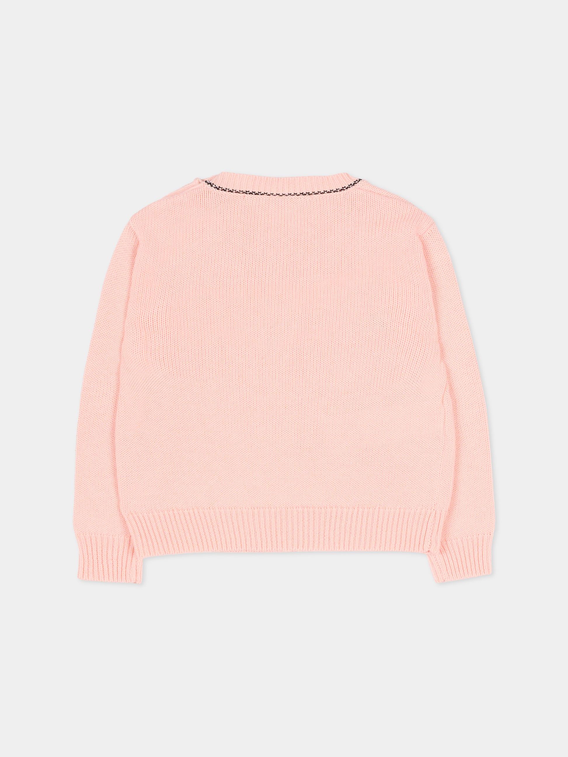 Maglione rosa per neonata con logo ricamato,Marni Kids,M00992 M00X8 0M351